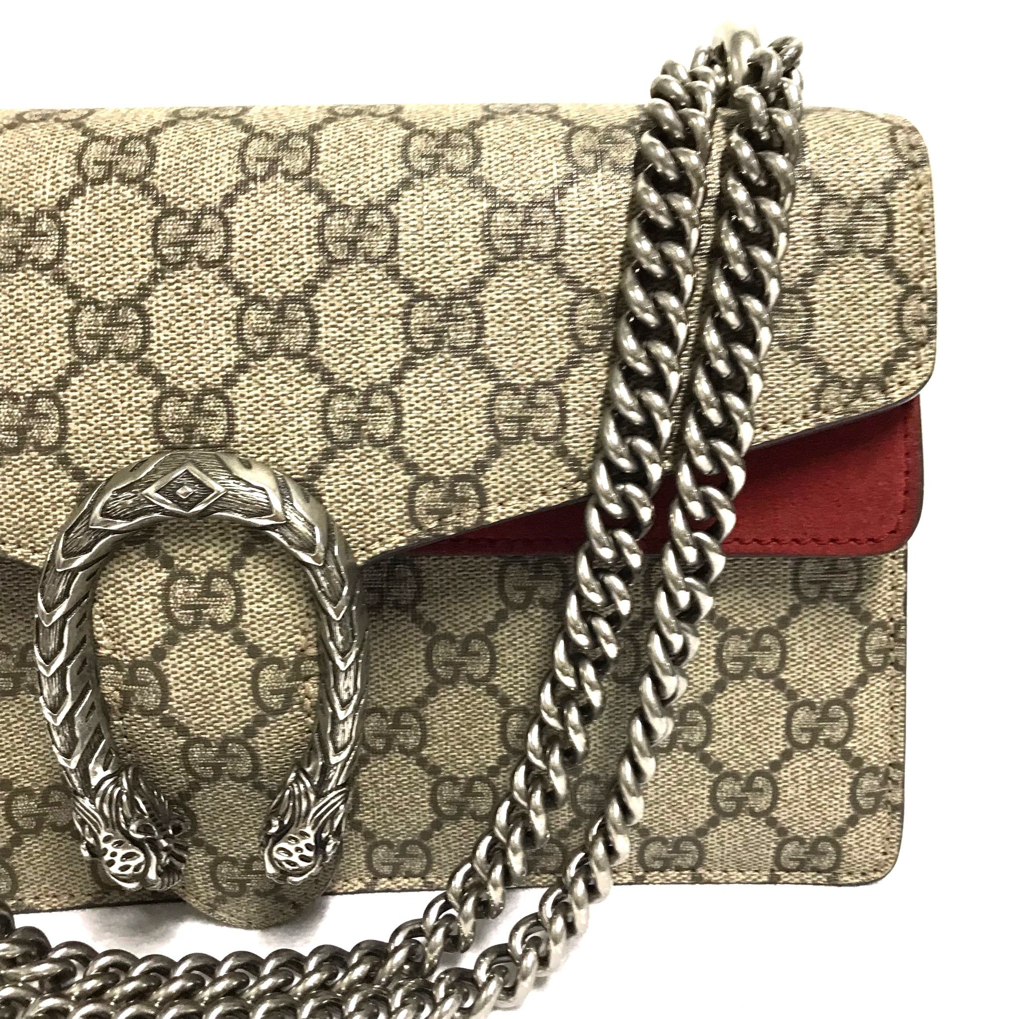 Gucci Gucci Dionysus GG Supreme Red Suede Medium Bag Size ONE SIZE - 8 Thumbnail