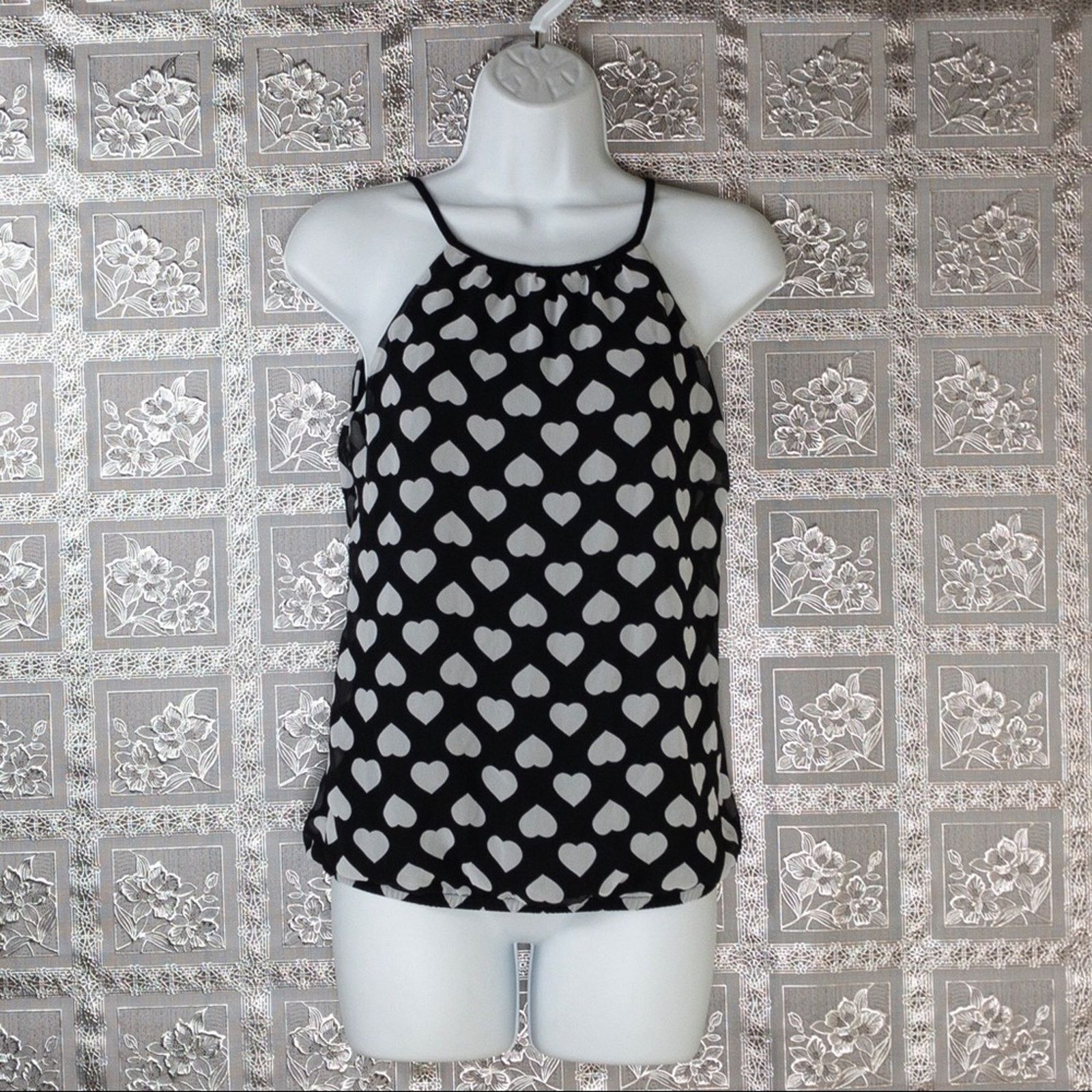 Express Express Heart Print Tie Back Blouse Halter Top Size XS / US 0-2 / IT 36-38 - 2 Thumbnail