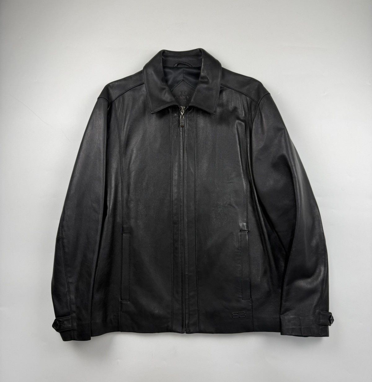 Balenciaga Vintage Balenciaga BB Logo Zip Up Leather Jacket Size US L / EU 52-54 / 3 - 1 Thumbnail