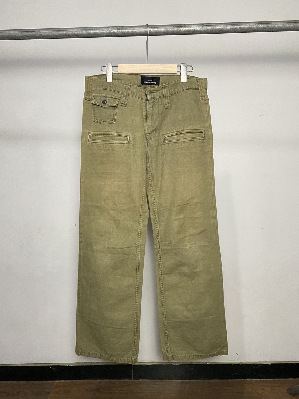 Comme des Garcons AD2007 CDG Tricot Olive Military Wide Leg Pants