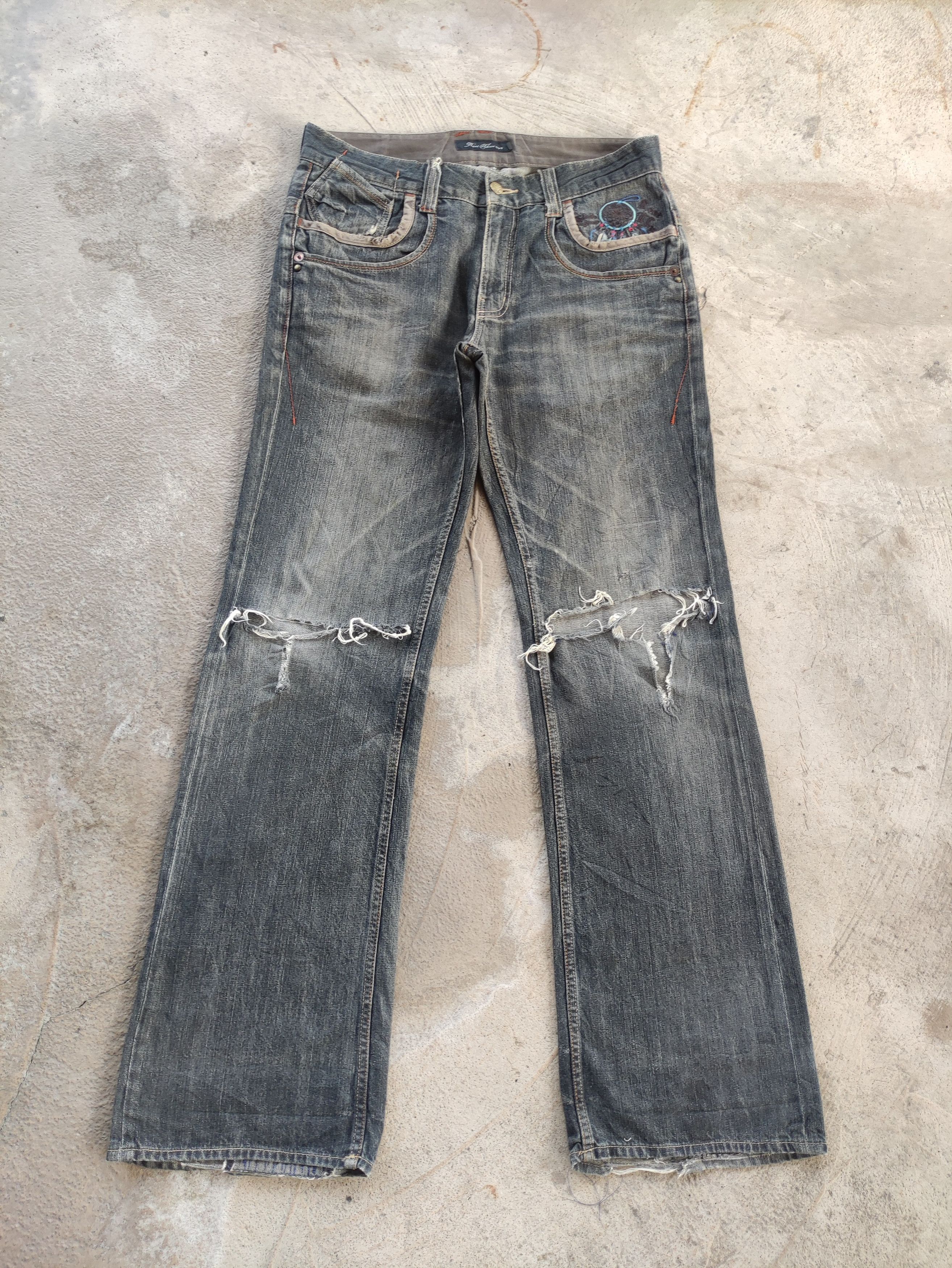 Vintage Japanese Flare Jean Distressed Fader Denim