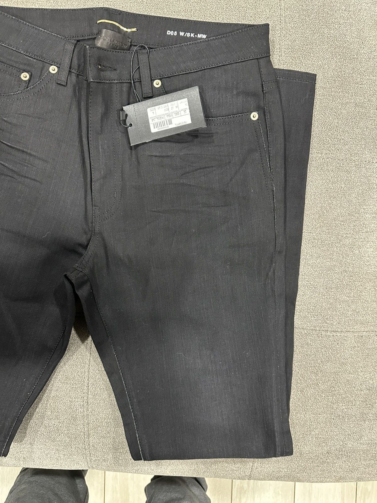 Saint Laurent Paris × Yves Saint Laurent Brand New Saint Laurent Black Coated Jeans Size 33" - 5 Thumbnail