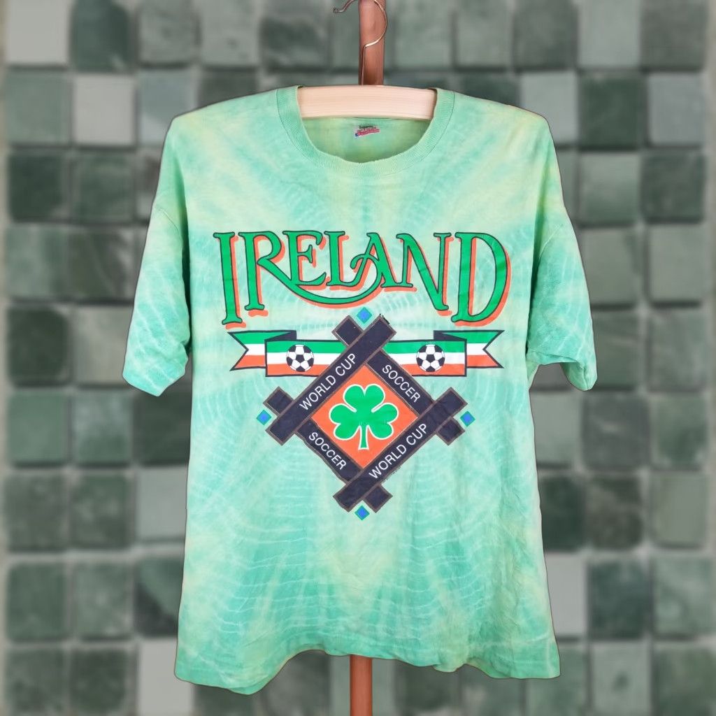 Fruit Of The Loom VINTAGE IRELAND WORLD CUP SOCCER TIE DYE SINGLE STITCH T-SHIRT SZ XLARGE Size US XL / EU 56 / 4 - 1 Thumbnail