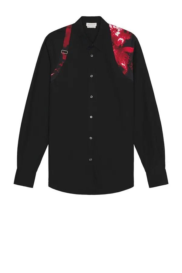 Alexander McQueen o1w1db10725 Printed Harness Shirt in Black Size US L / EU 52-54 / 3 - 1 Thumbnail