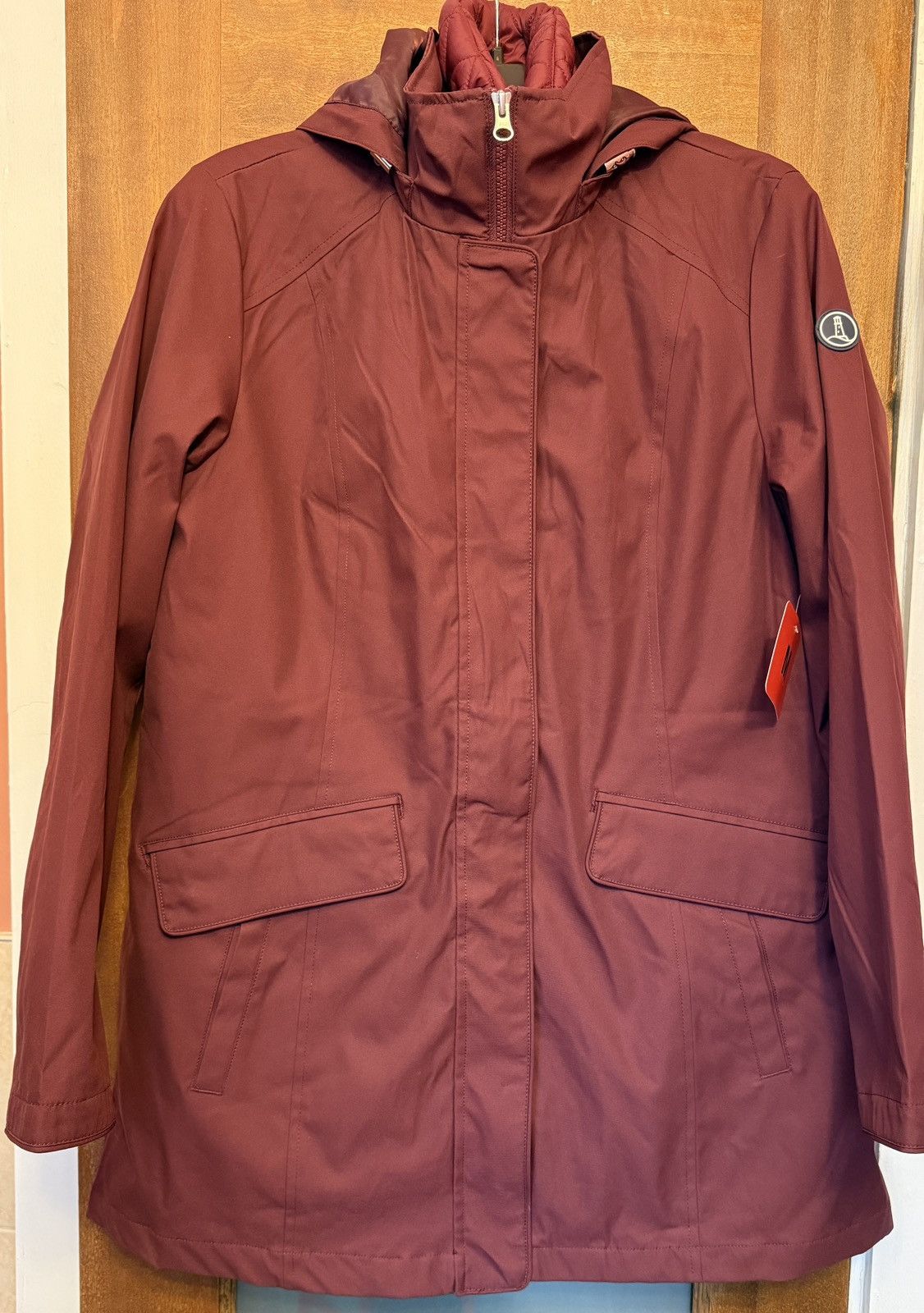 Lands' End Lands’ End Women’s 3 in 1 Hooded Burgundy Jacket Coat Size M / US 6-8 / IT 42-44 - 1 Thumbnail
