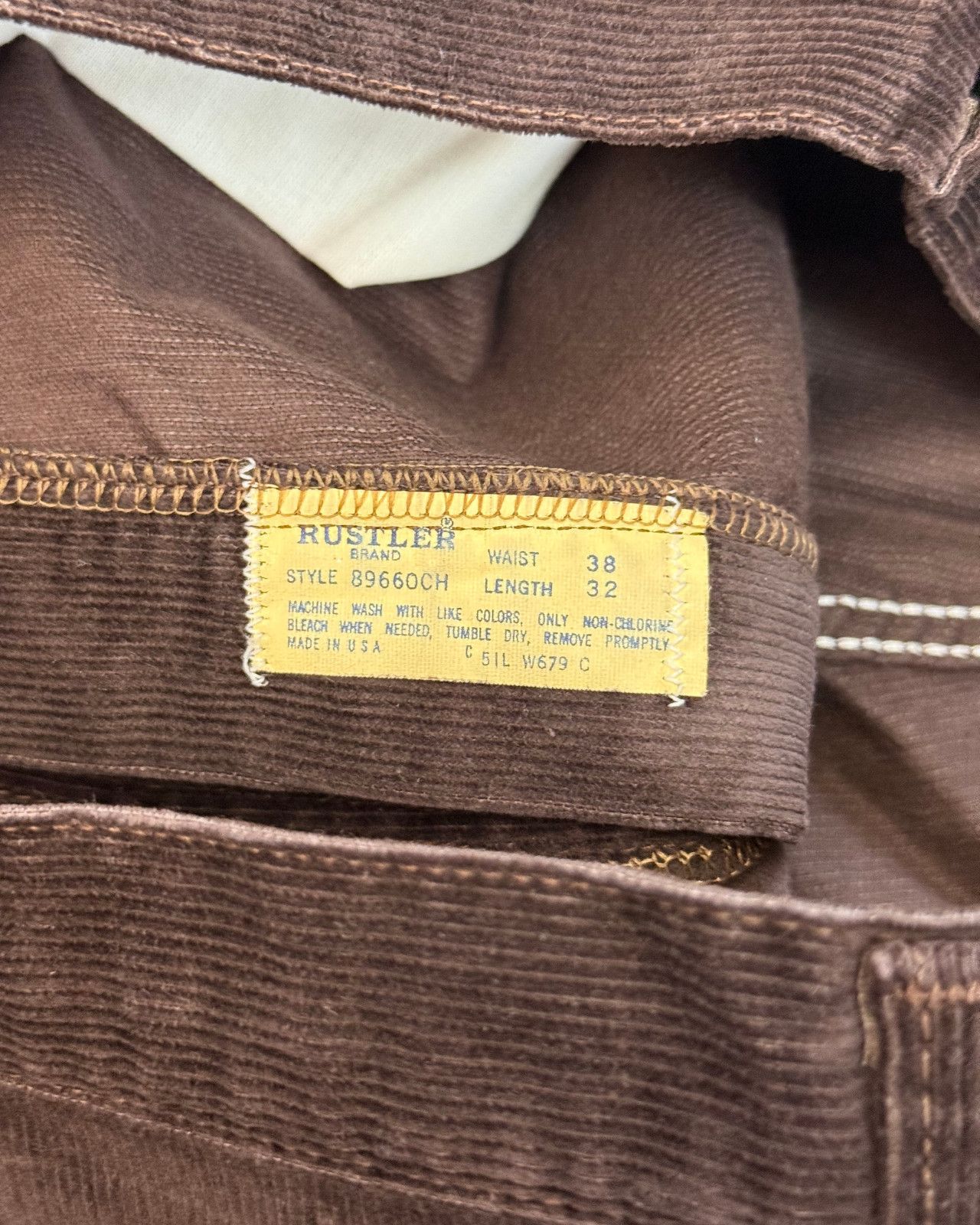 Vintage Vintage 70's Rustler Corduroy Bootcut Brown Pants - 36x32 Size US 36 / EU 52 - 6 Thumbnail