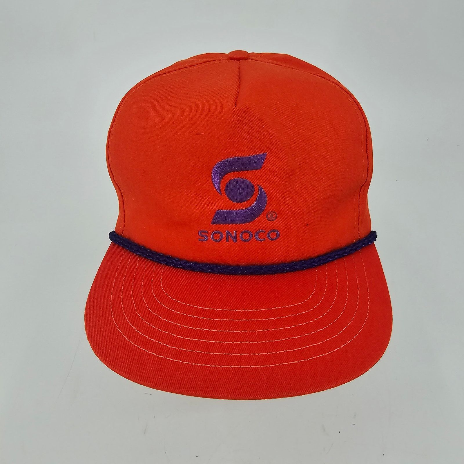Vintage Vintage Sonoco Snapback Hat Trucker USA Orange Purple Rope Size ONE SIZE - 2 Thumbnail