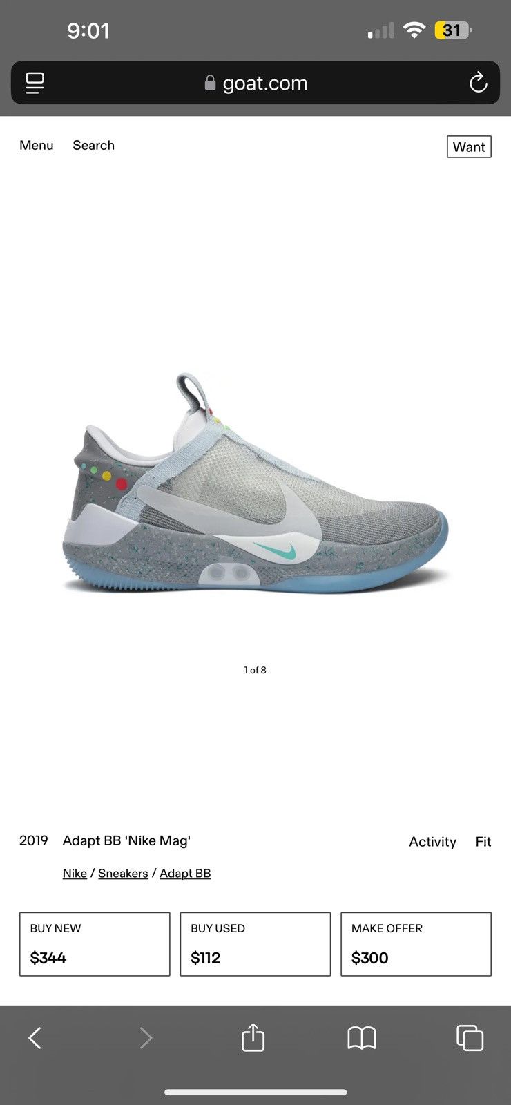 Nike 2019 Adapt BB 'Nike Mag' Size US 11 / EU 44 - 2 Thumbnail