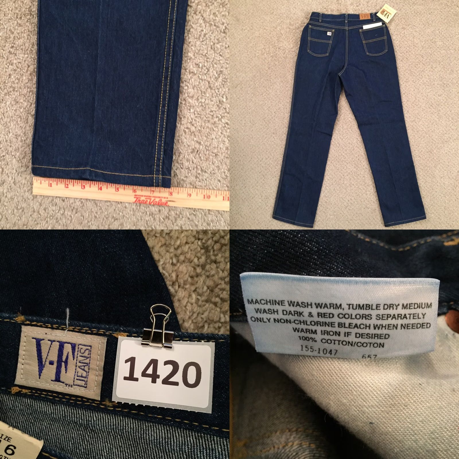 Vintage VINTAGE VF Jeans Womens Jeans Straight 16 USA Dark Wash 31.5in 100% Cotton Blue High Rise Regular Inseam 31.5in Size 38" / US 16 / IT 52 - 8 Thumbnail