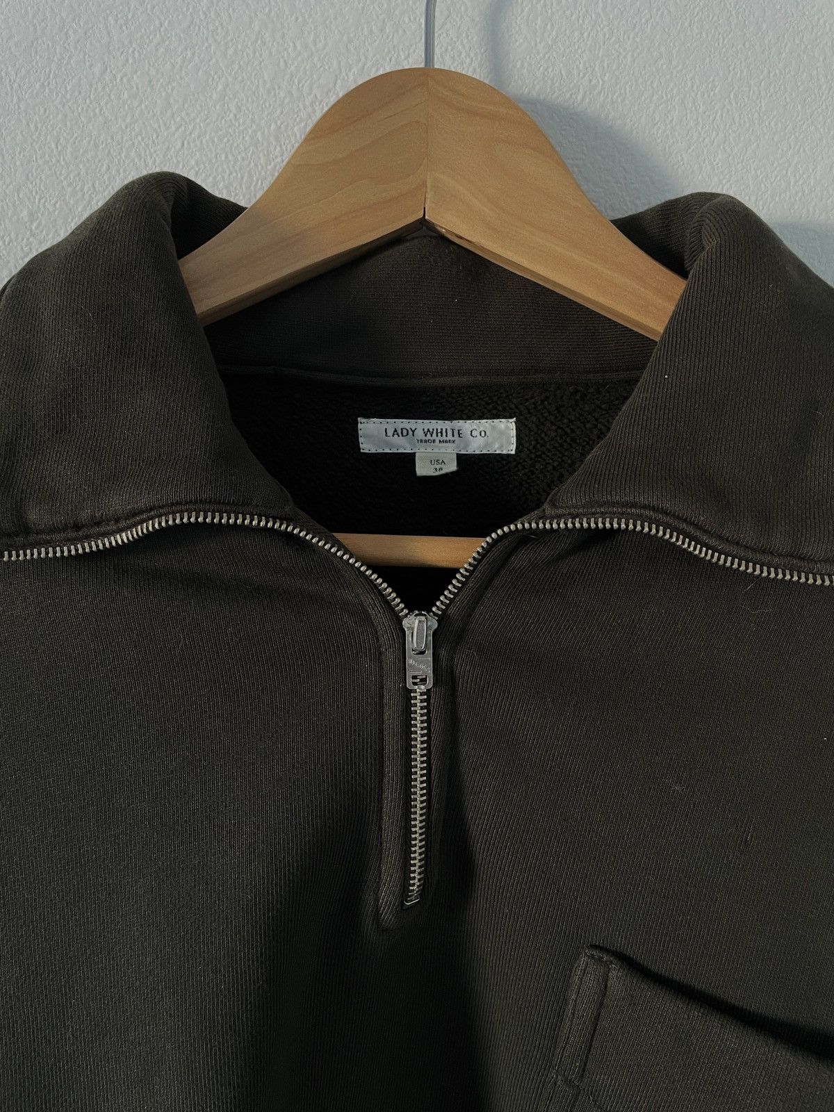 Lady White Co. Quarter Zip Sweatshirt in Black Olive