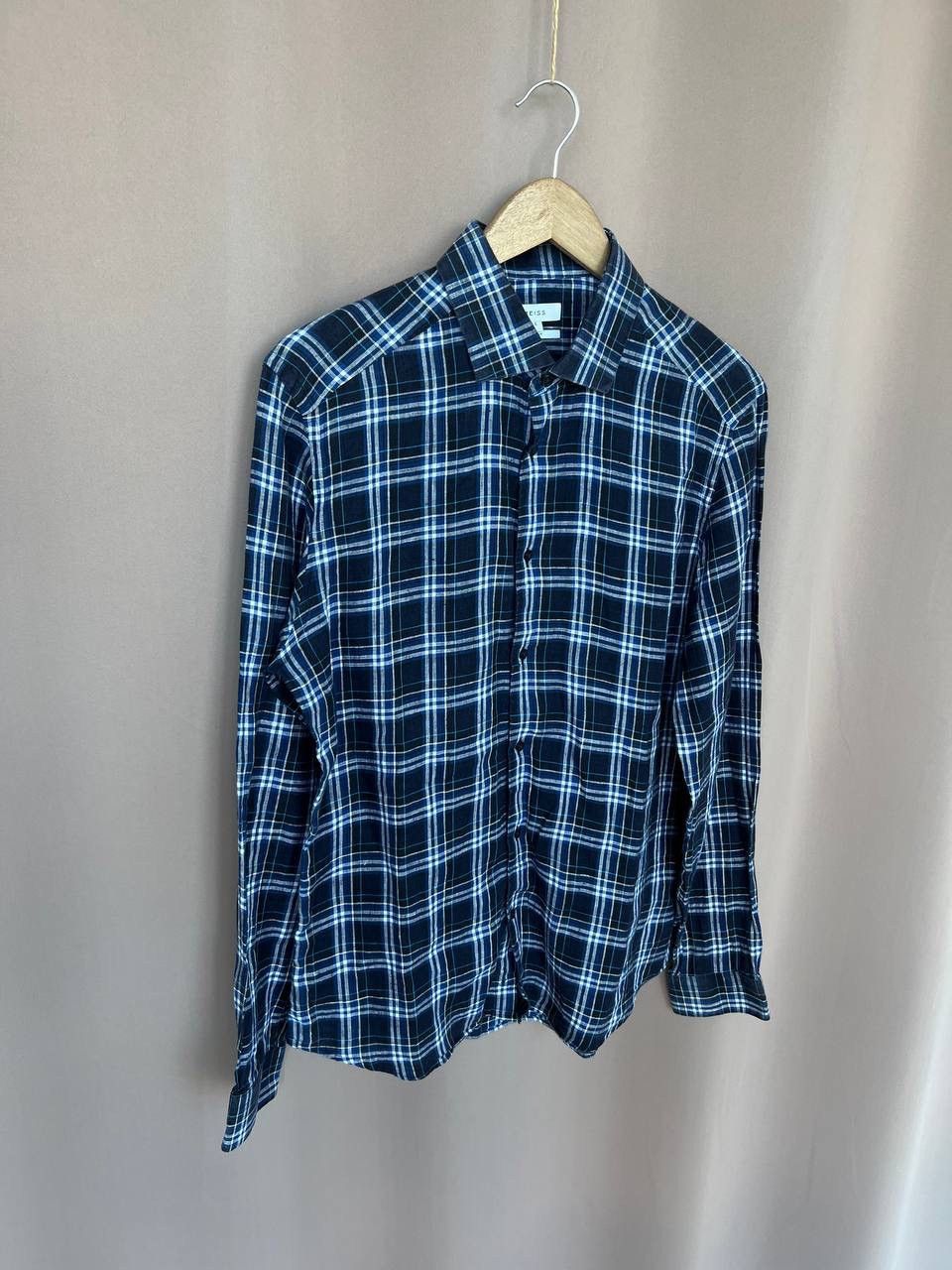 Reiss Reiss Checked Linen Button Down Shirt Mens Size M/L Slim Fit Size US L / EU 52-54 / 3 - 5 Thumbnail