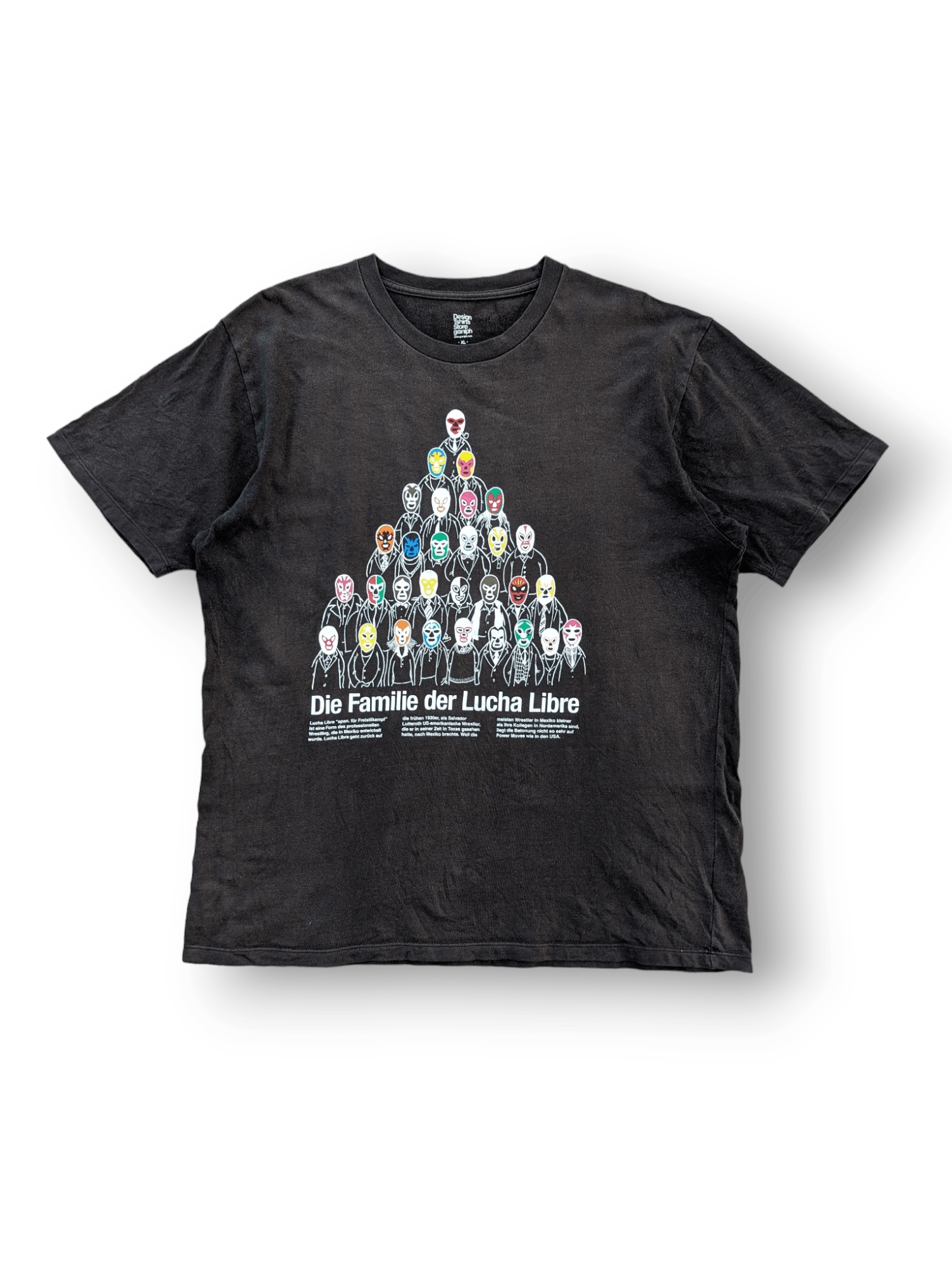 image of Wwe x Wwf Die Familie Der Lucha Libre Sunfaded Tees in Faded Black, Men's (Size Large)