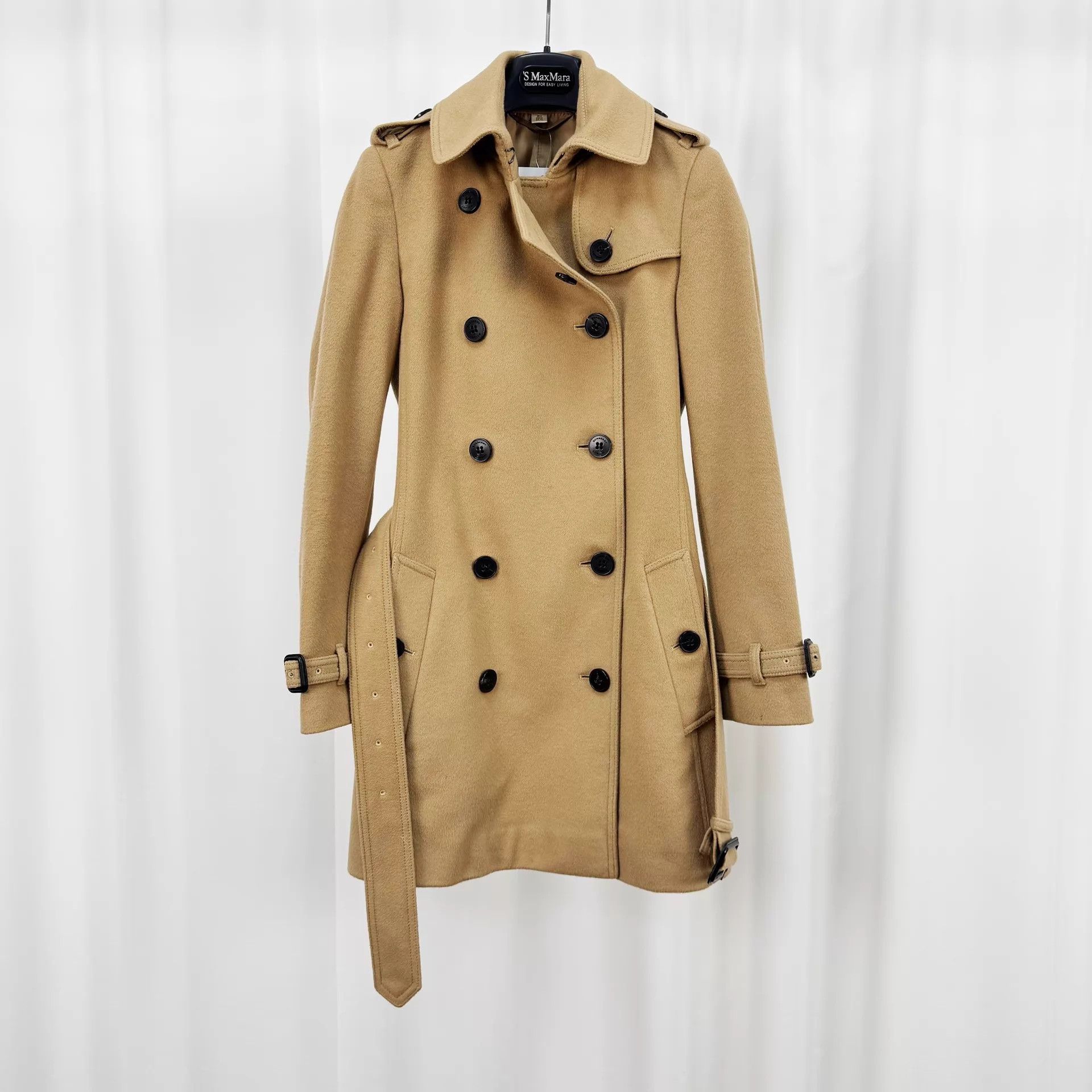 Burberry Burberry Camel Wool Double-Breasted Coat UK2 98New Size XXS / US 00 / IT 34 - 1 Thumbnail