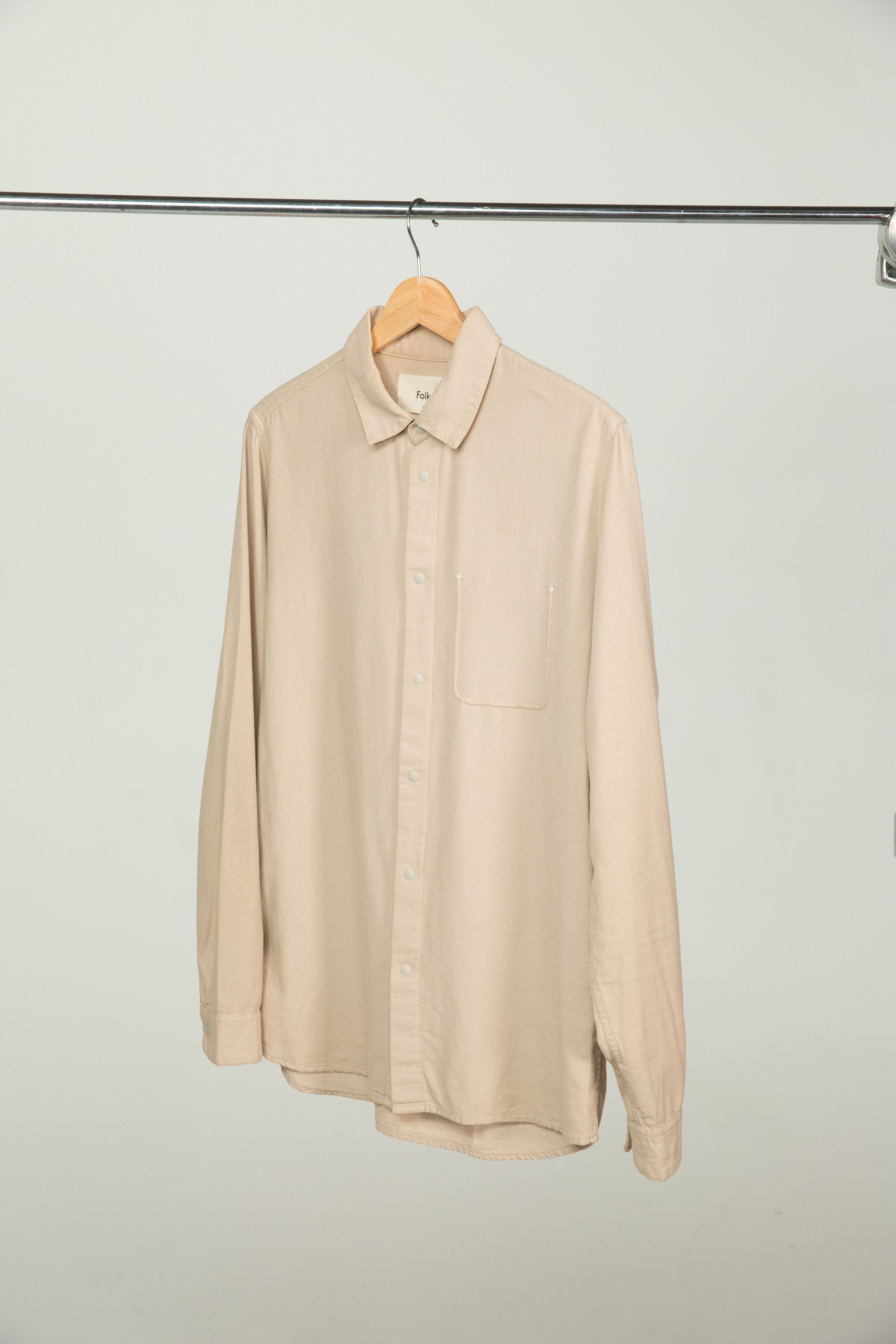 Folk Folk Flannel Pop Stud Shirt in Sand Size US S / EU 44-46 / 1 - 10 Thumbnail