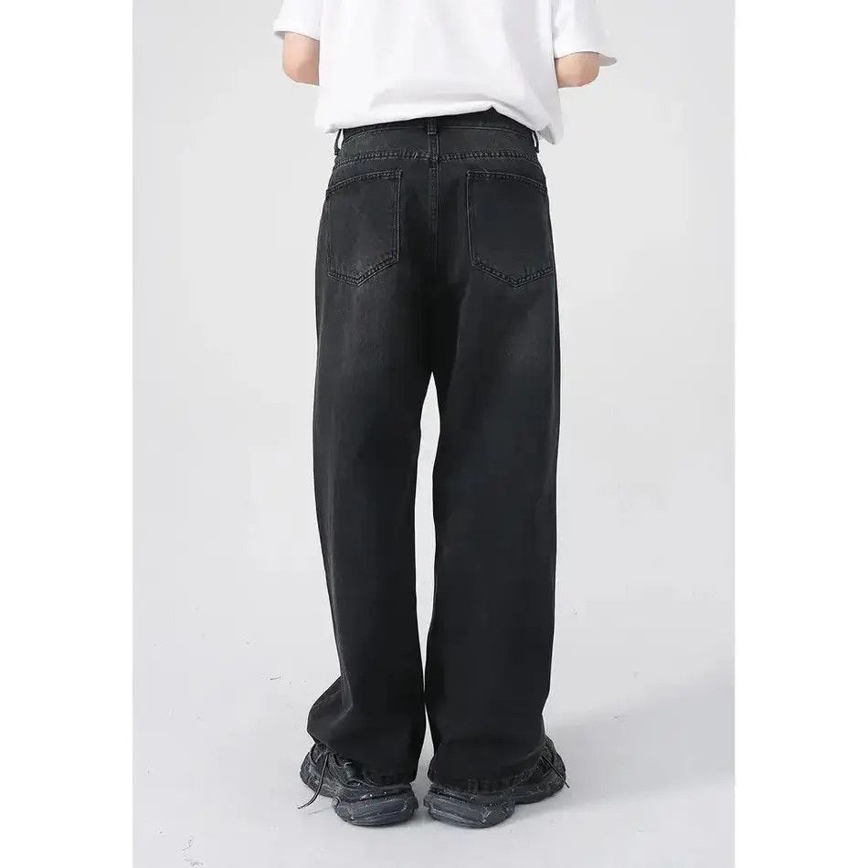 Japanese Brand Retro straight black wide leg jeans Size US 32 / EU 48 - 2 Thumbnail