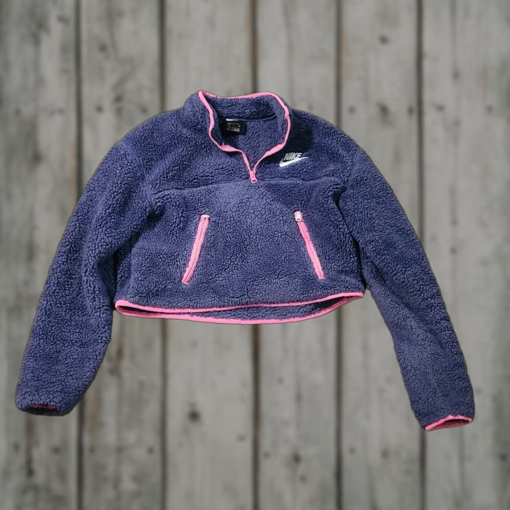 Nike NIKE SPORTSWEAR SHERPA SWEATSHIRT Cropped 1/4 Zip WOMEN'S Small CJ6282-469 Multicolor Size S / US 4 / IT 40 - 1 Thumbnail