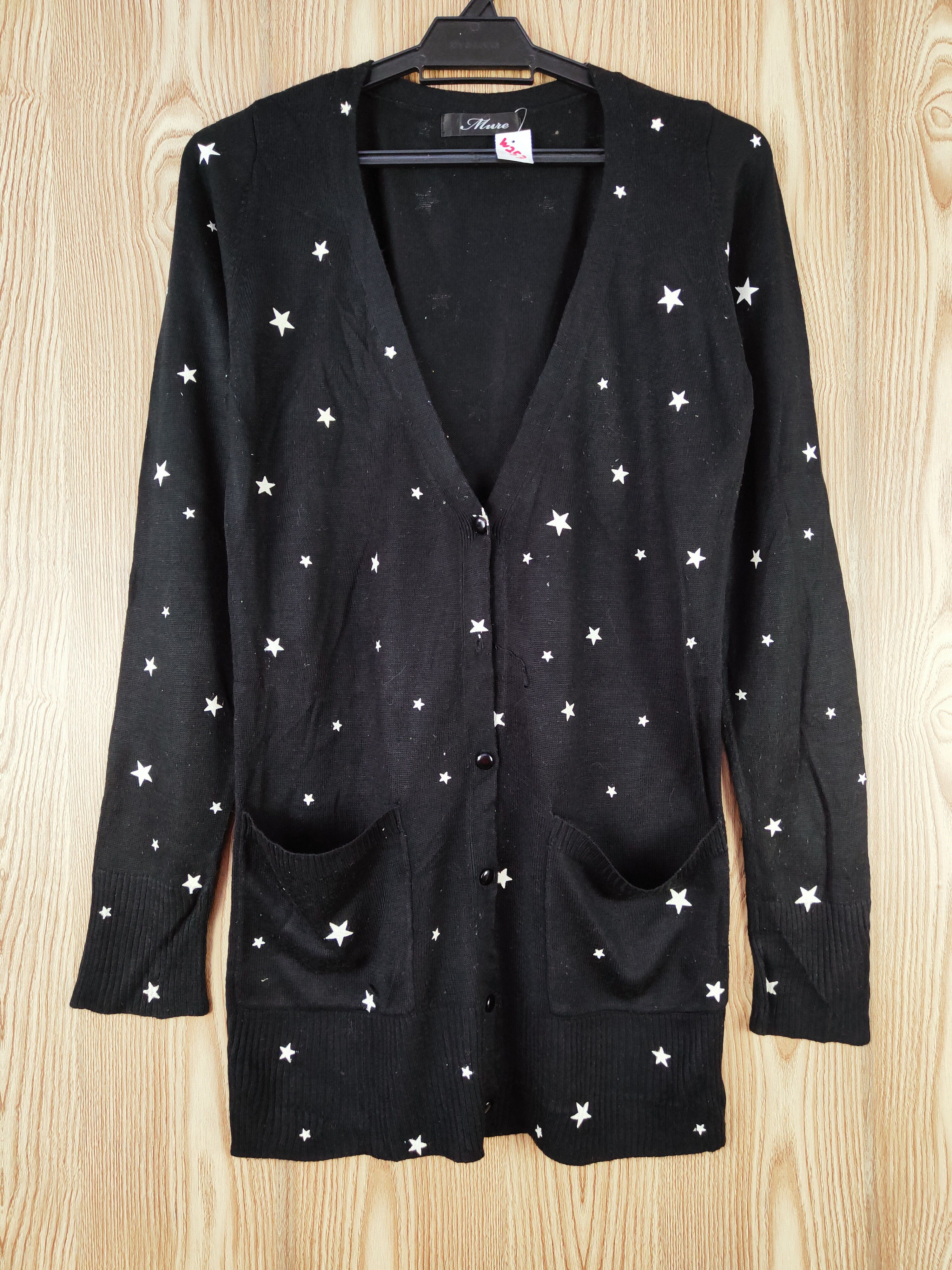 Japanese Brand × Vintage Mure Black Star Knitwear Cardigan #W253 Size M / US 6-8 / IT 42-44 - 1 Thumbnail