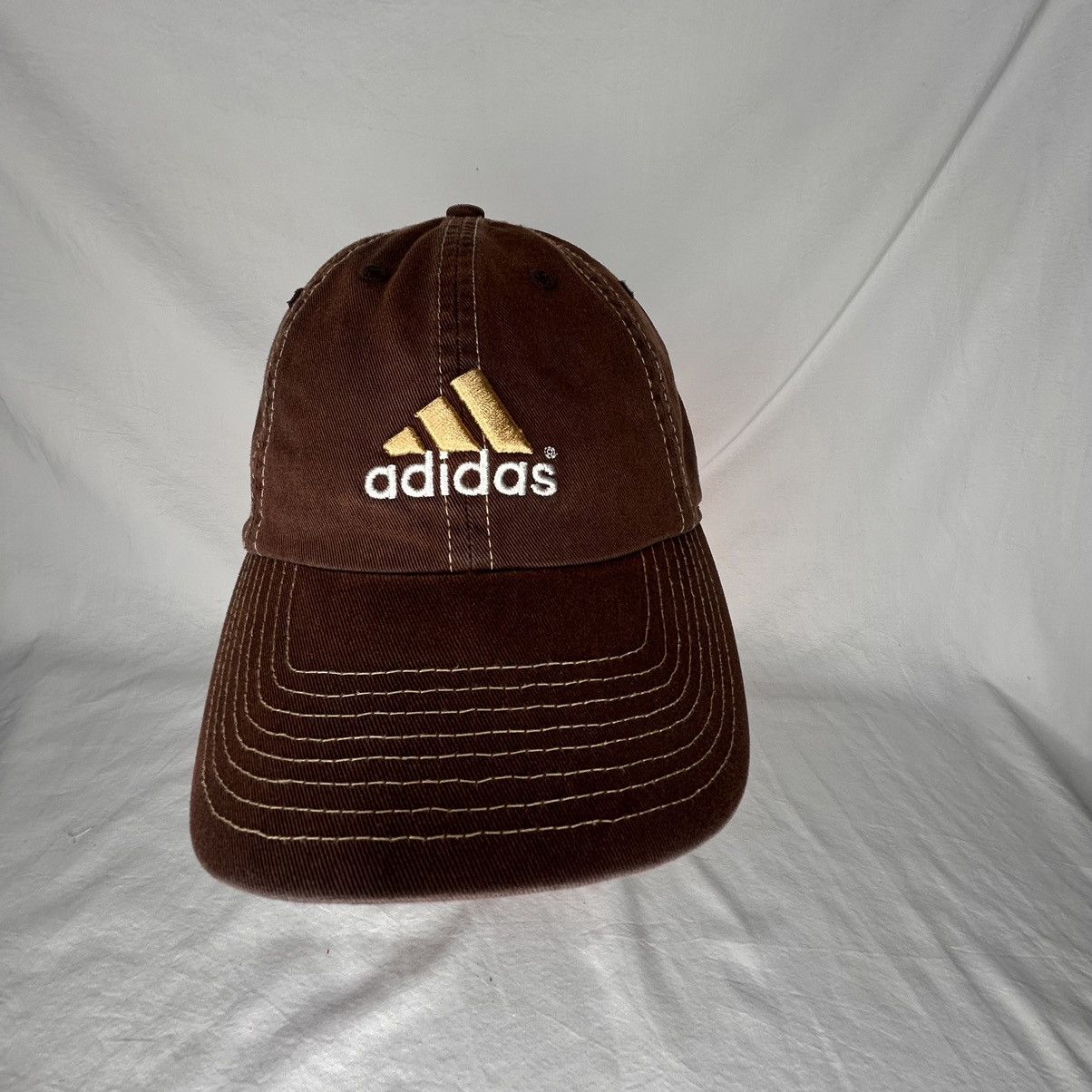 Adidas Vtg Y2K Adidas Brown Embroidered Logo Strapback Dad Hat Size ONE SIZE - 1 Thumbnail