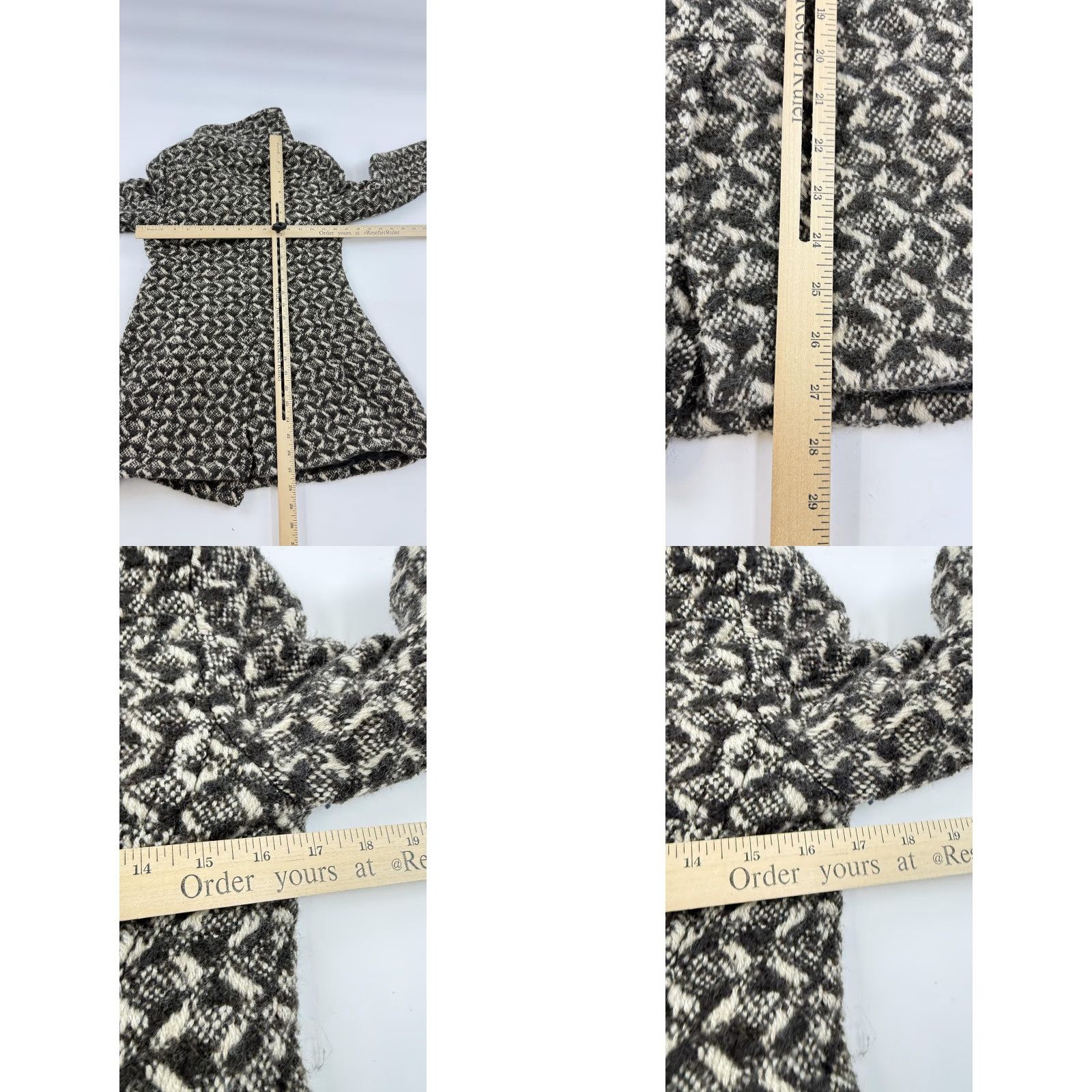 Banana Republic Banana Republic Coat Womens Small Black Wool Tweed Geometric Button Front Size S / US 4 / IT 40 - 8 Thumbnail