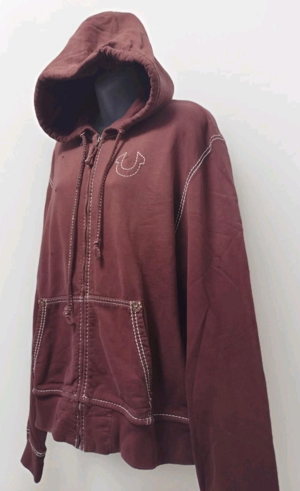 True Religion True Religion XXL Hoodie Red Fade Big Stitch Zip Up RivetY2K Size US XXL / EU 58 / 5 - 2 Thumbnail