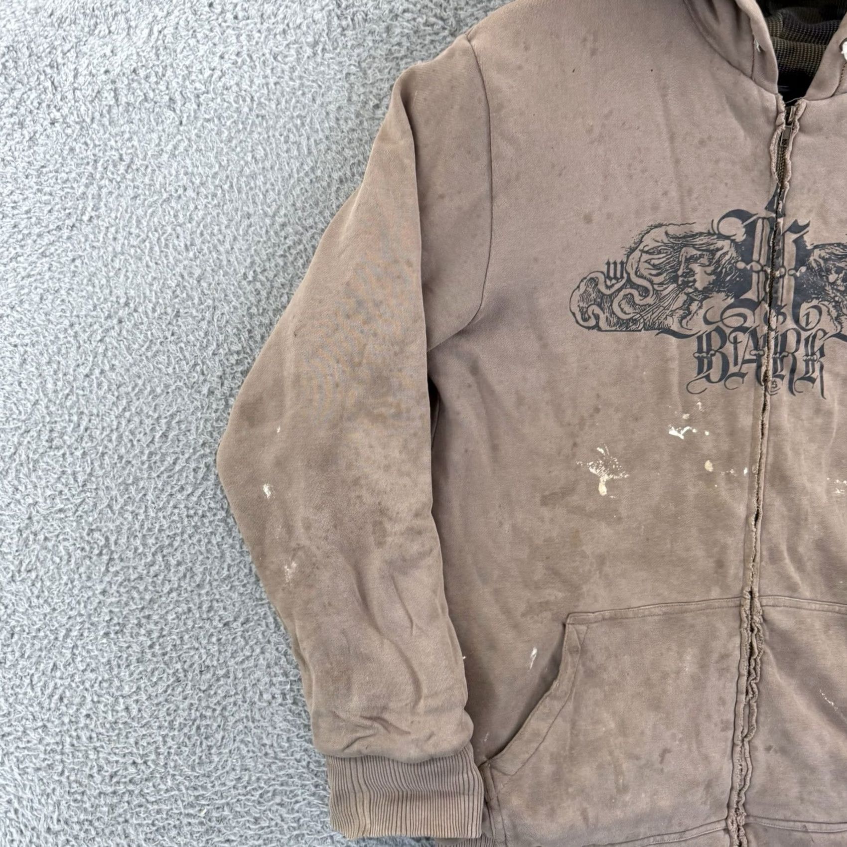 Vintage VINTAGE Mbarb Hoodie Sweatshirt Men’s Medium Zip Up Camo Lined Grunge Skate Y2K Beige Size US M / EU 48-50 / 2 - 4 Thumbnail