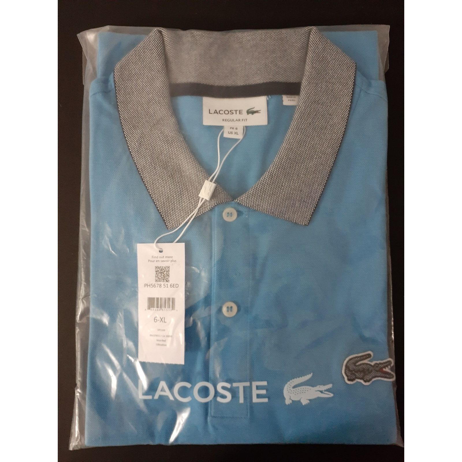 Lacoste Lacoste Men's Short Mini Regular Fit Caviar Croc Polo Blue 6 Size US XL / EU 56 / 4 - 2 Thumbnail