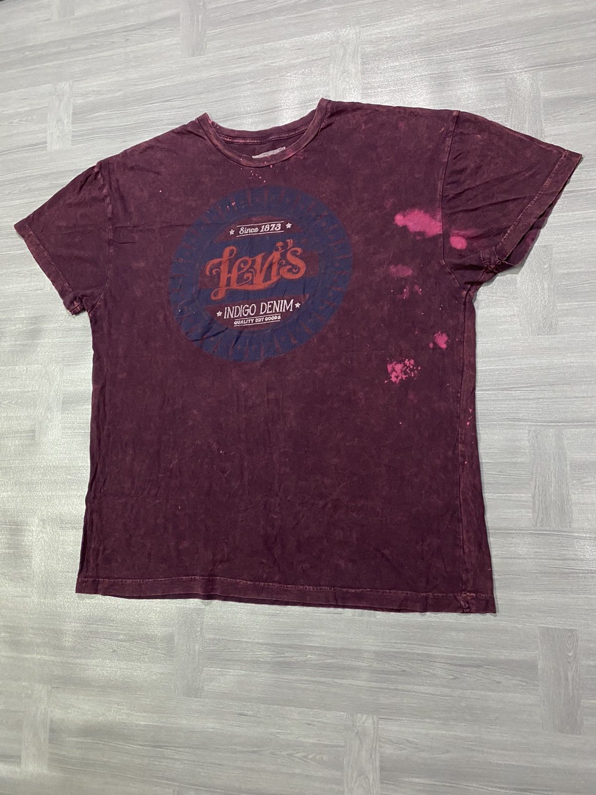 Levi's Levi’s Indigo Denim Distressed Short Sleeve Purple T-Shirt Size US XL / EU 56 / 4 - 2 Thumbnail