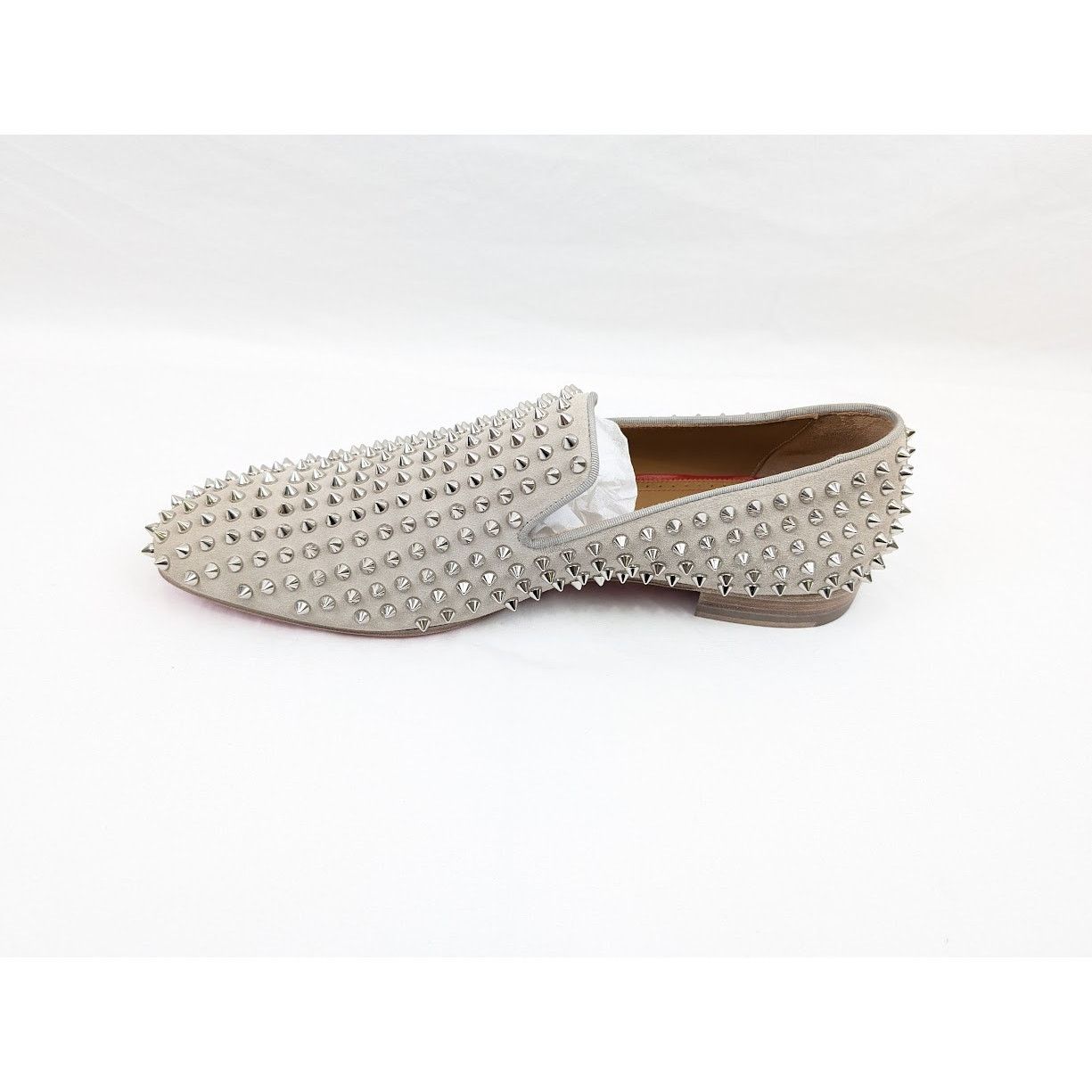 Christian Louboutin o1rshd1 Crosta Dandelion Spikes Flat Shoes in Goose/Silver Size US 12 / EU 45 - 8 Thumbnail