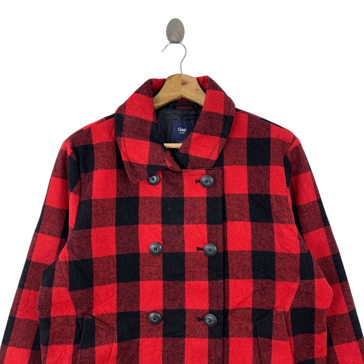 Gap GAP Casualwear Checkered Tartan Design Wool Peacoat Jacket Size L / US 10 / IT 46 - 4 Thumbnail