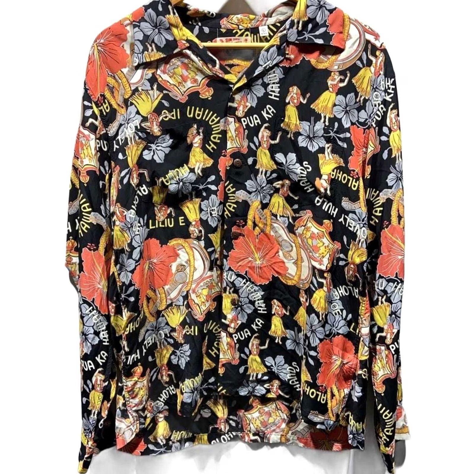 Sun Surf SUN SURF Shirt Long-Sleeve Aloha L Black Hibiscus Casual USED Mens Shirt Size US L / EU 52-54 / 3 - 2 Thumbnail