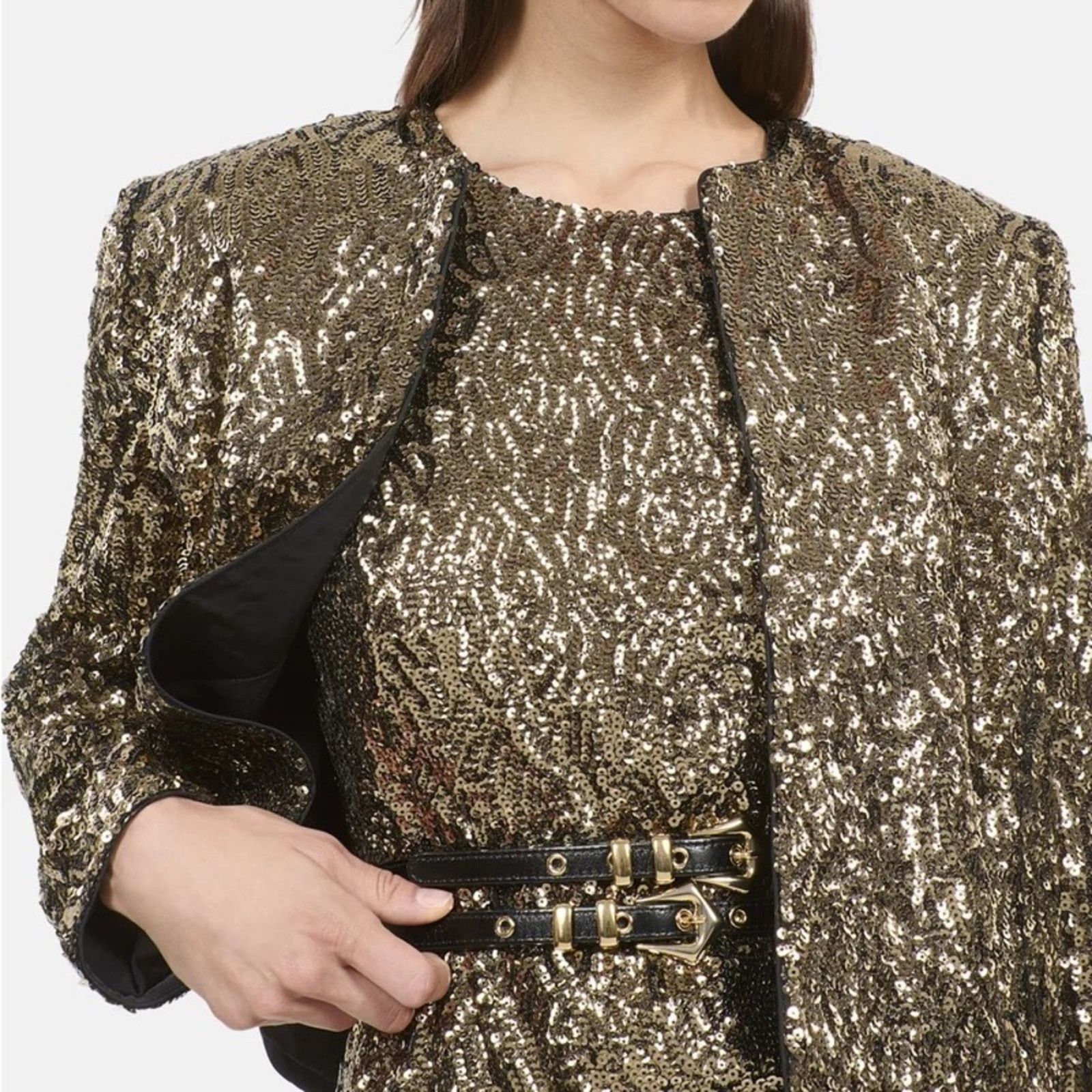 The Kooples NWT! The Kooples Gold Blazer with Metallic Finish, Size 2 Size M / US 6-8 / IT 42-44 - 3 Thumbnail