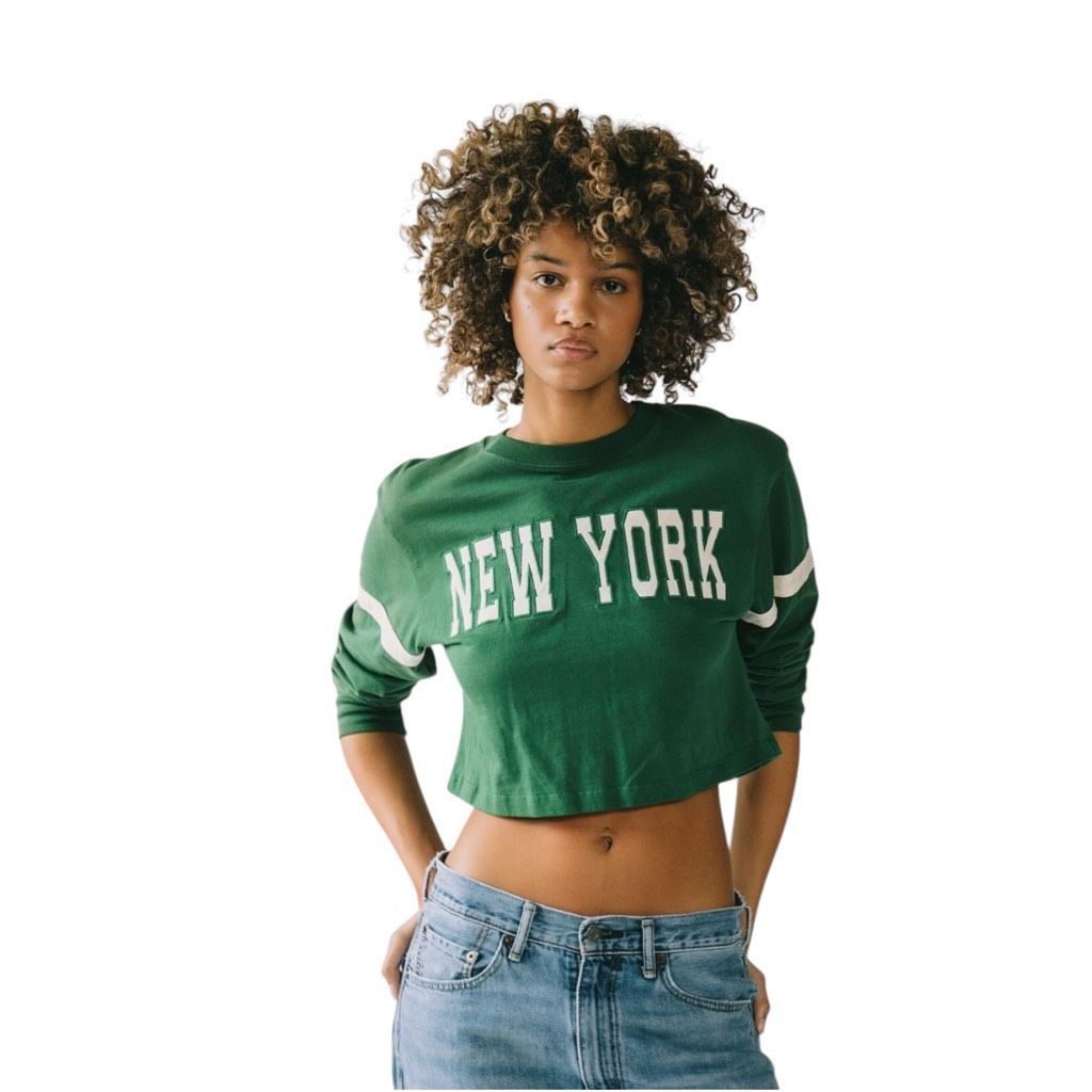 Zara ZARA New York Green Cropped Long Sleeve Top Size S / US 4 / IT 40 - 1 Thumbnail