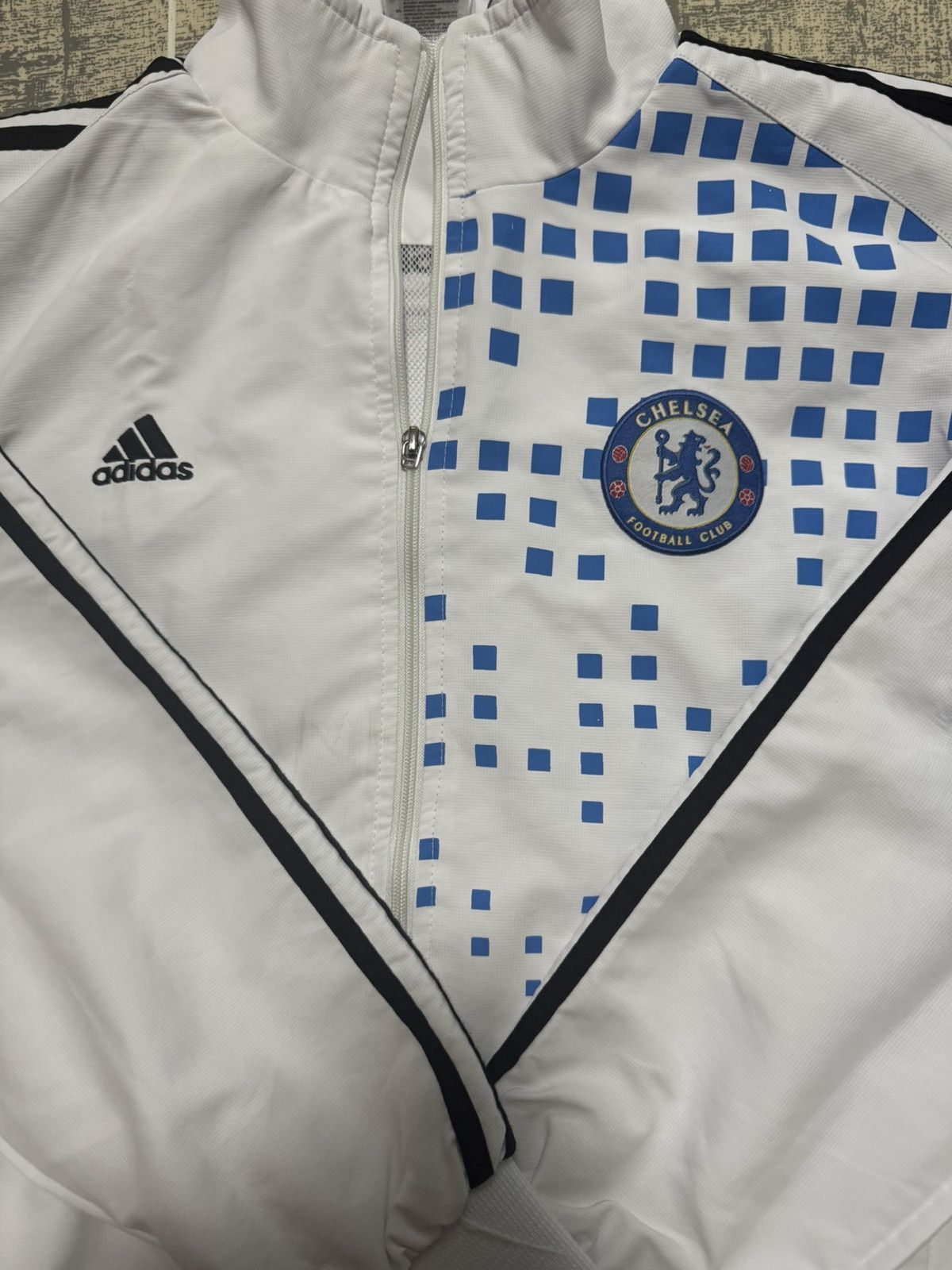 Chelsea Soccer × Vintage Adidas FC Chelsea Soccer Zip Track Jacket White Size US S / EU 44-46 / 1 - 2 Thumbnail