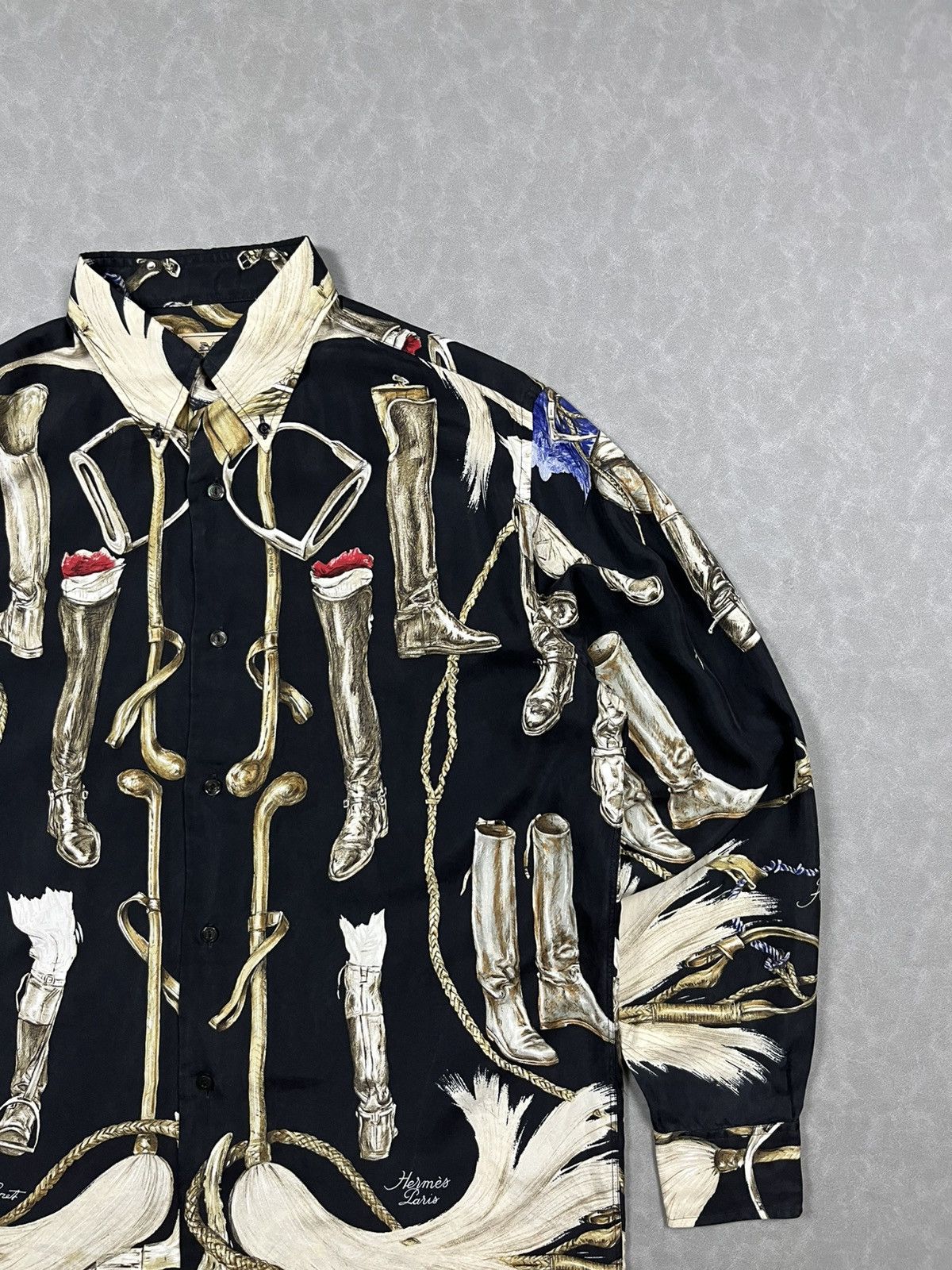 Hermes 90s Hermes silk button up Size US L / EU 52-54 / 3 - 4 Thumbnail