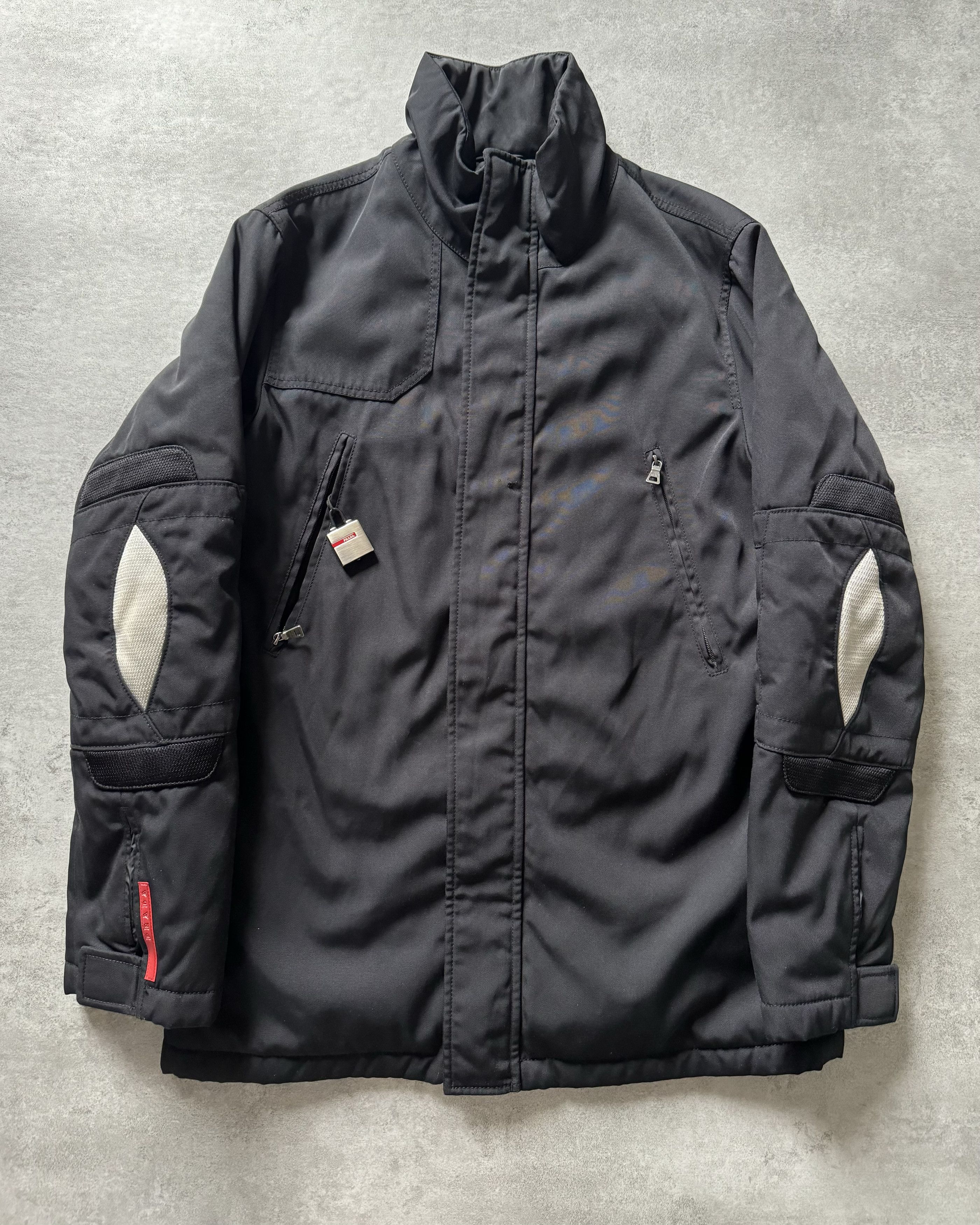 2000s prada suede leather knit blouson