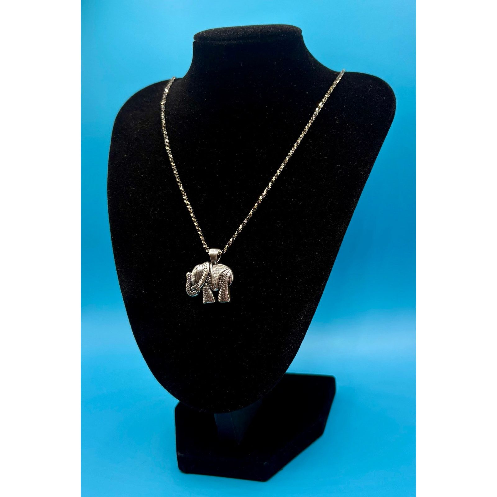Jewelry New Sterling Silver Black Elephant Pendant & 20" Chain Size ONE SIZE - 5 Thumbnail