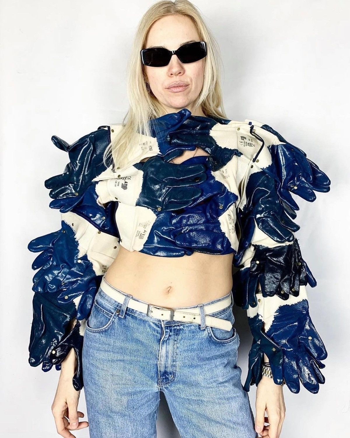 Art Comes First UPCYCLE CUSTOM BOMBER JACKET OF WORK AVANTGARDE GLOVES 🧷 Size US M / EU 48-50 / 2 - 1 Thumbnail