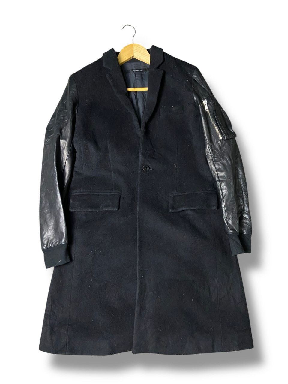 DRESSEDUNDRESSED DRESSUNDRESSED Long Coat with Leather Sleeves (152) Size US XXS / EU 40 - 1 Thumbnail