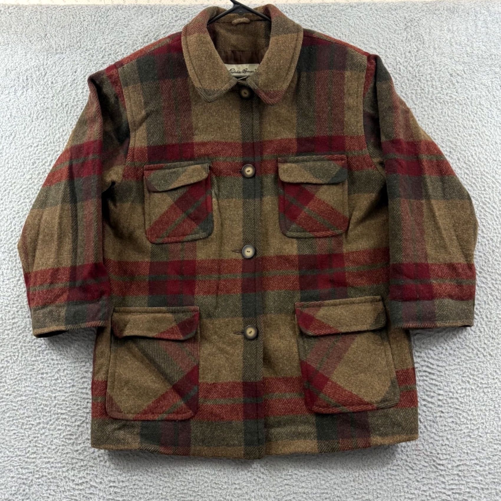 Eddie Bauer VINTAGE Eddie Bauer Jacket Womens Large Brown Wool Plaid Button Barn Chore Coat Size L / US 10 / IT 46 - 2 Thumbnail