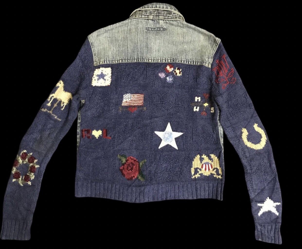 Ralph Lauren × Vintage 💥ARCHIVAL💥J60 Vtg Rare Ralph Lauren Knit/Jeans Trucker Size M / US 6-8 / IT 42-44 - 1 Thumbnail