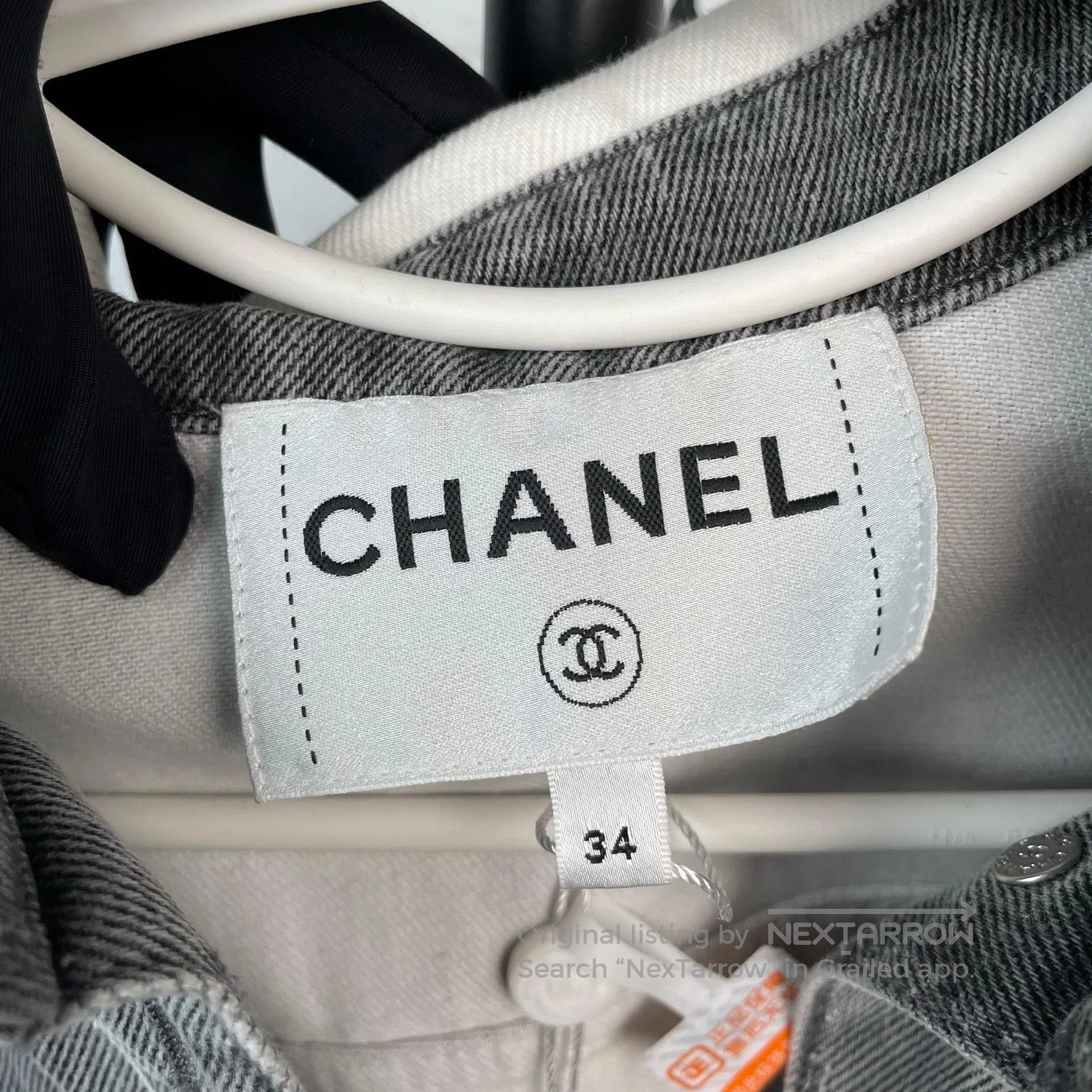 Chanel Chanel Grey Collar Fake Two-Piece Shell Button Denim Jacke Size XXS / US 00 / IT 34 - 4 Thumbnail