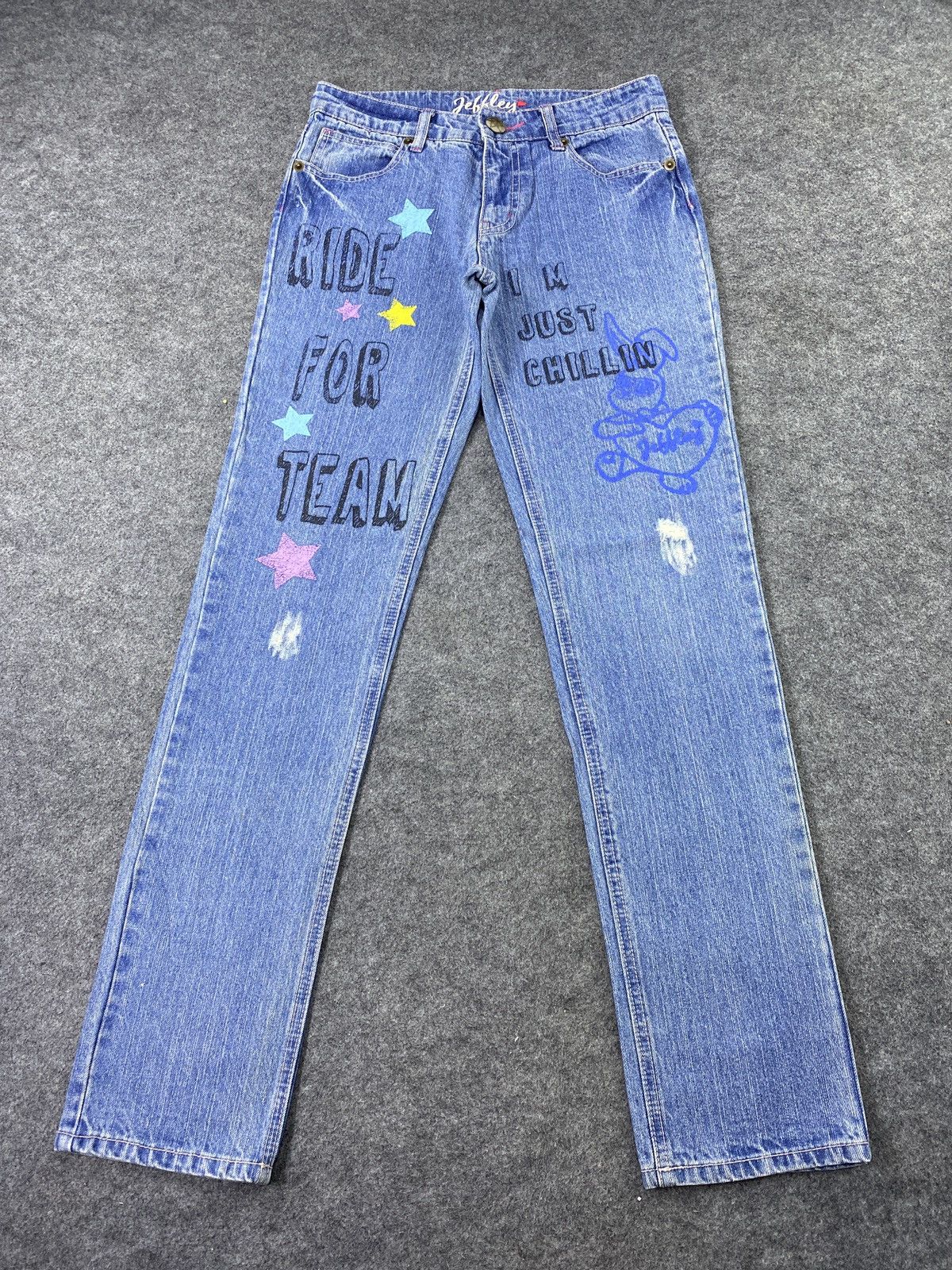Japanese Brand Jeffley Distress Blue Jeans- J1108 Size 29" - 2 Thumbnail
