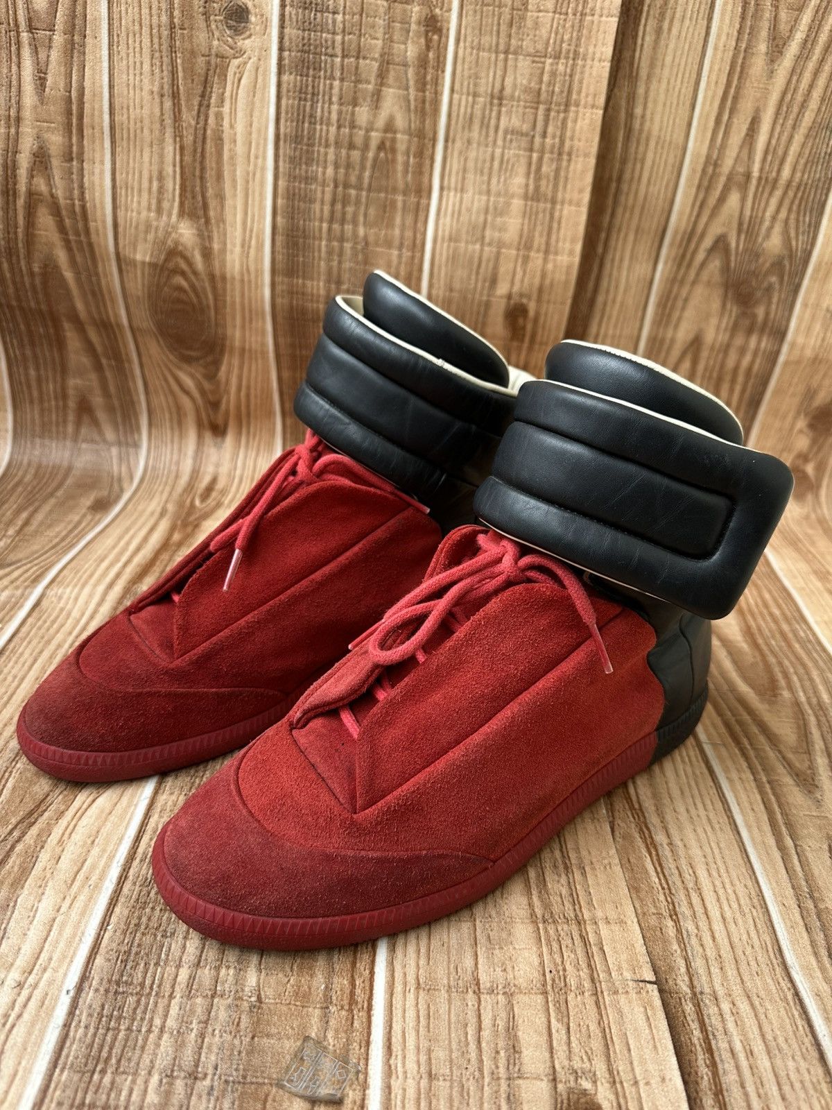 Maison Margiela 👀Maison Margiela Red Leather Suede Futures Hightops Size US 9 / EU 42 - 5 Thumbnail