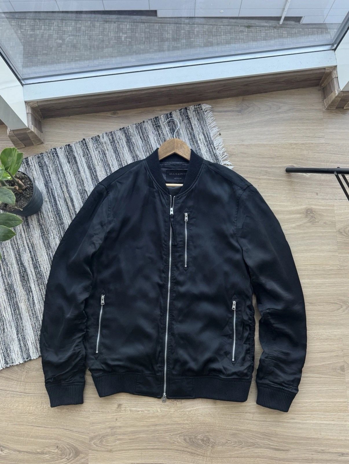 Allsaints All saints Polyester Nova Bomber Black Men’s Jacket Size M Size US M / EU 48-50 / 2 - 4 Thumbnail