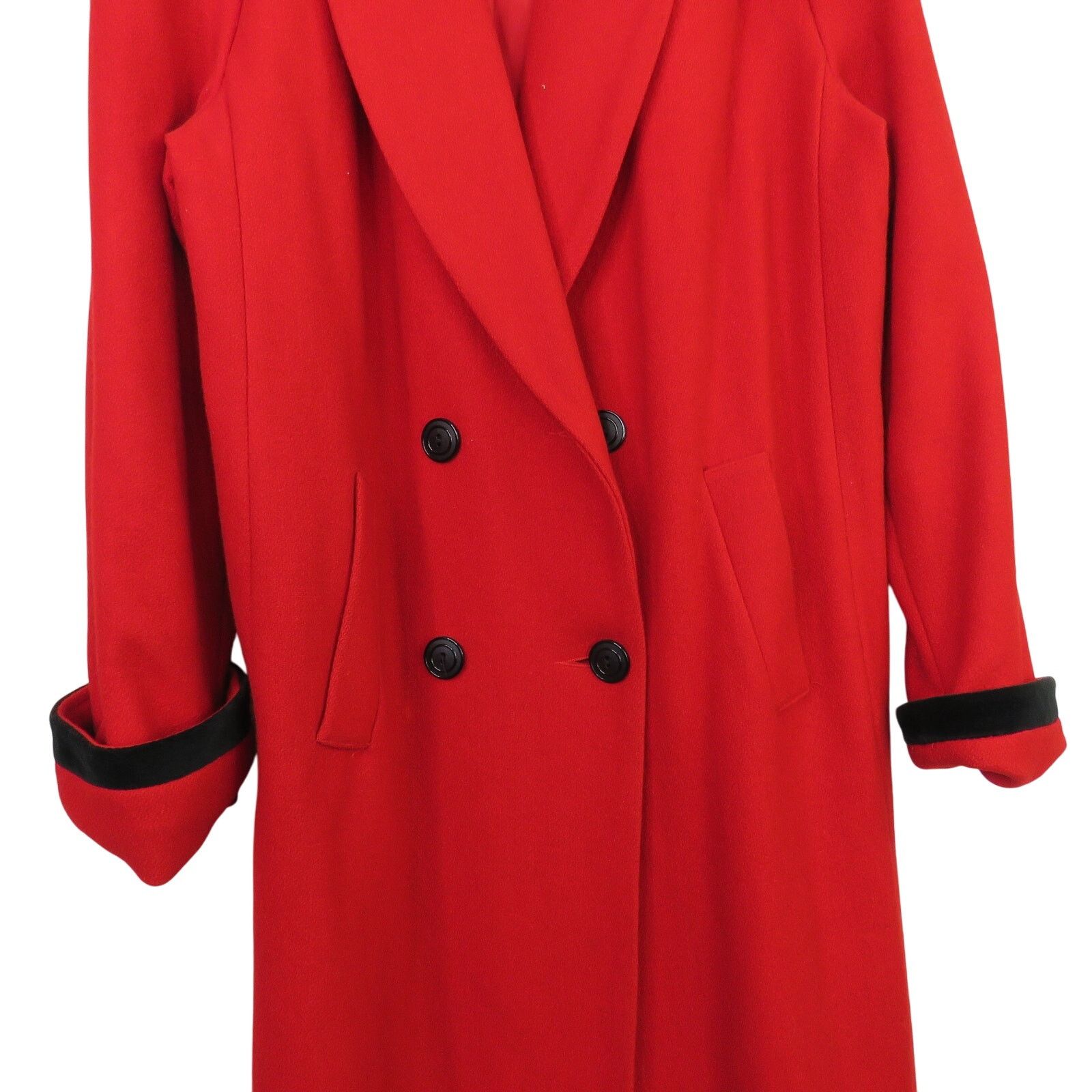 Vintage 90s Leslie Fay Vintage Peacoat Long Red Wool Large Size L / US 10 / IT 46 - 3 Thumbnail