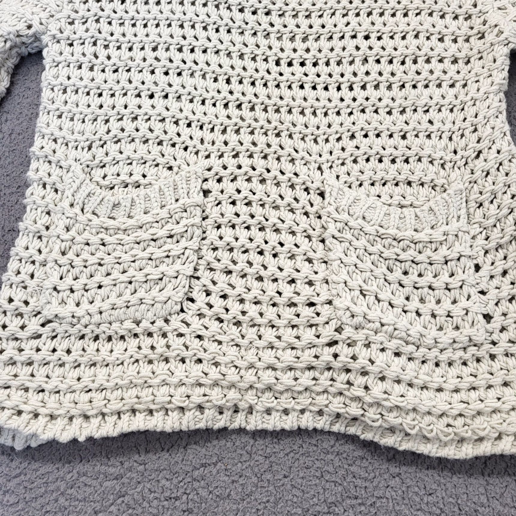 Vintage Listicle Sweater Women’s Large Ivory Long Sleeve Crocheted Pullover Knit Knit Style Kimono Sleeve 90s Bohemian Classic Vintage No Size L / US 10 / IT 46 - 4 Thumbnail