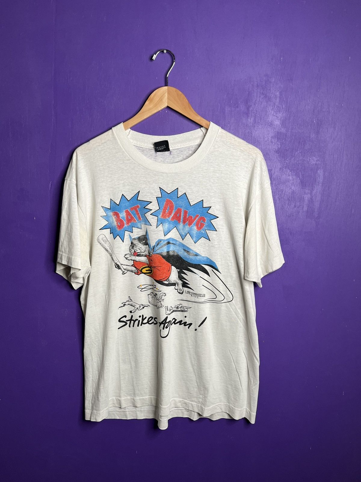 Vintage Vintage 1989 Bat Dawg strikes again Georgia t-shirt Size US XL / EU 56 / 4 - 1 Thumbnail