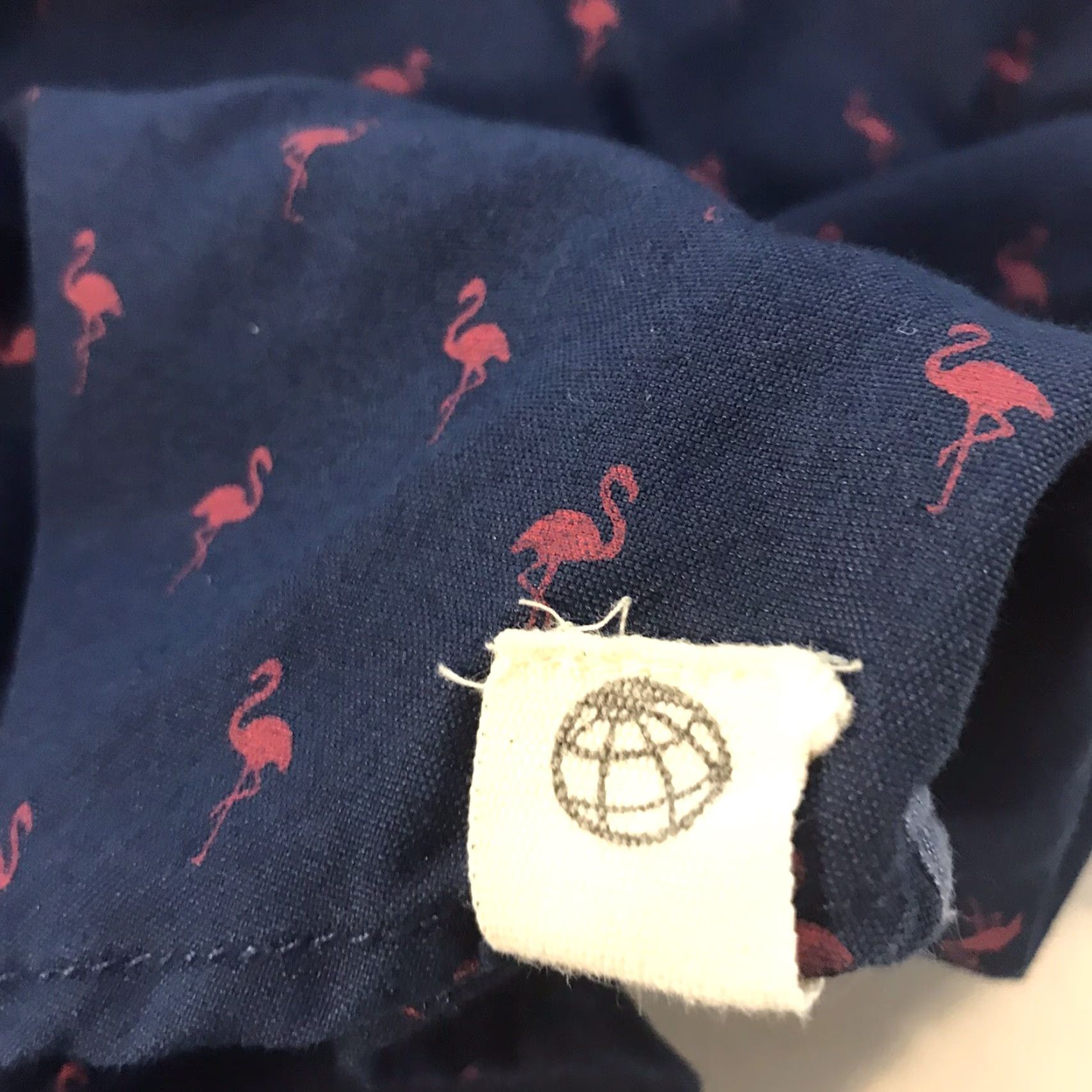 Vintage VINTAGE Free Planet Navy Mens Button-Up Shirt Short Sleeve Camiseta Flamingos 90s Summer Casual Size US L / EU 52-54 / 3 - 4 Thumbnail