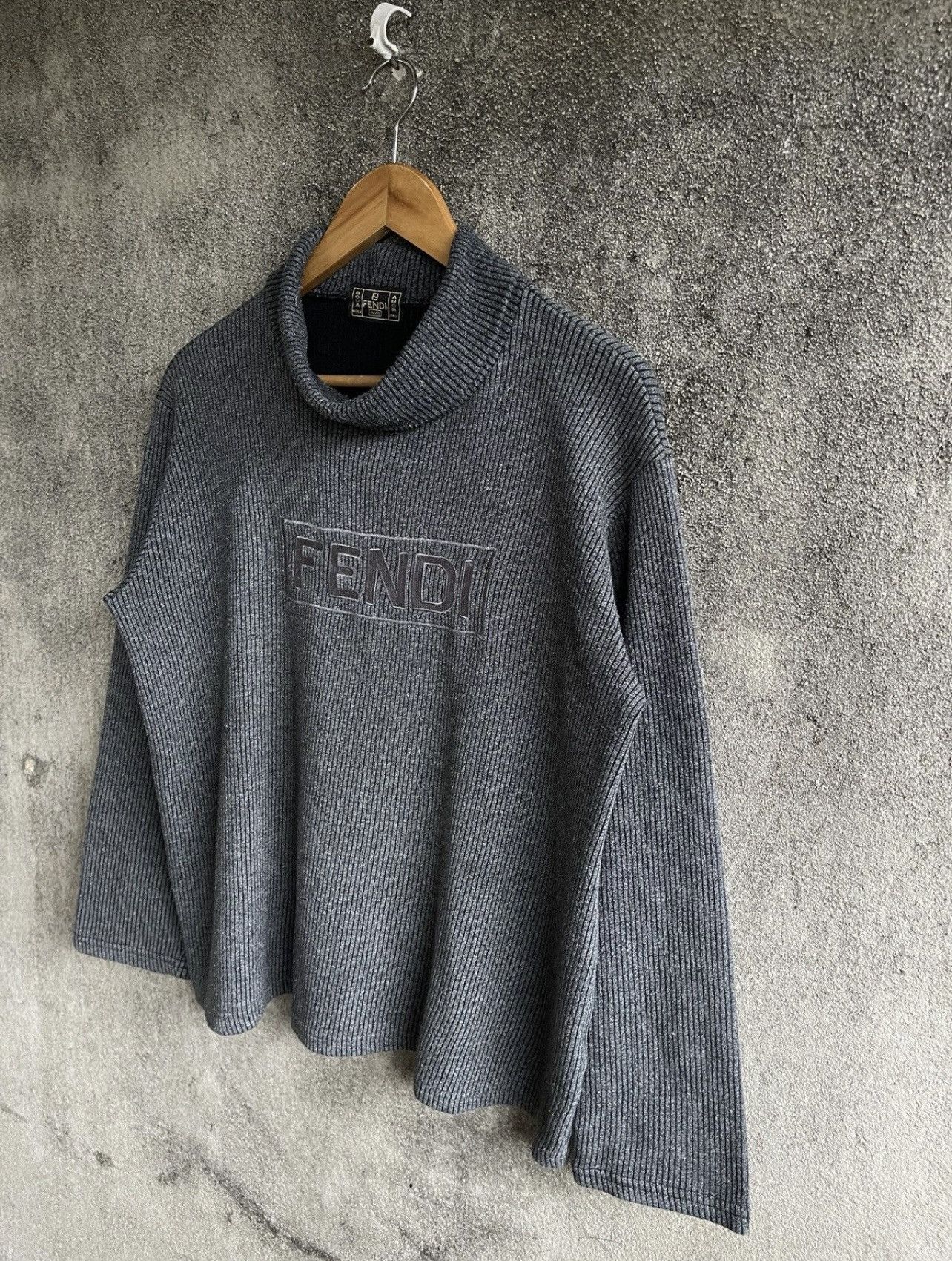Fendi × Vintage Last Drop🔥Rare🔥FENDI Big Logo Embroidery Long Sleeve Size US L / EU 52-54 / 3 - 3 Thumbnail