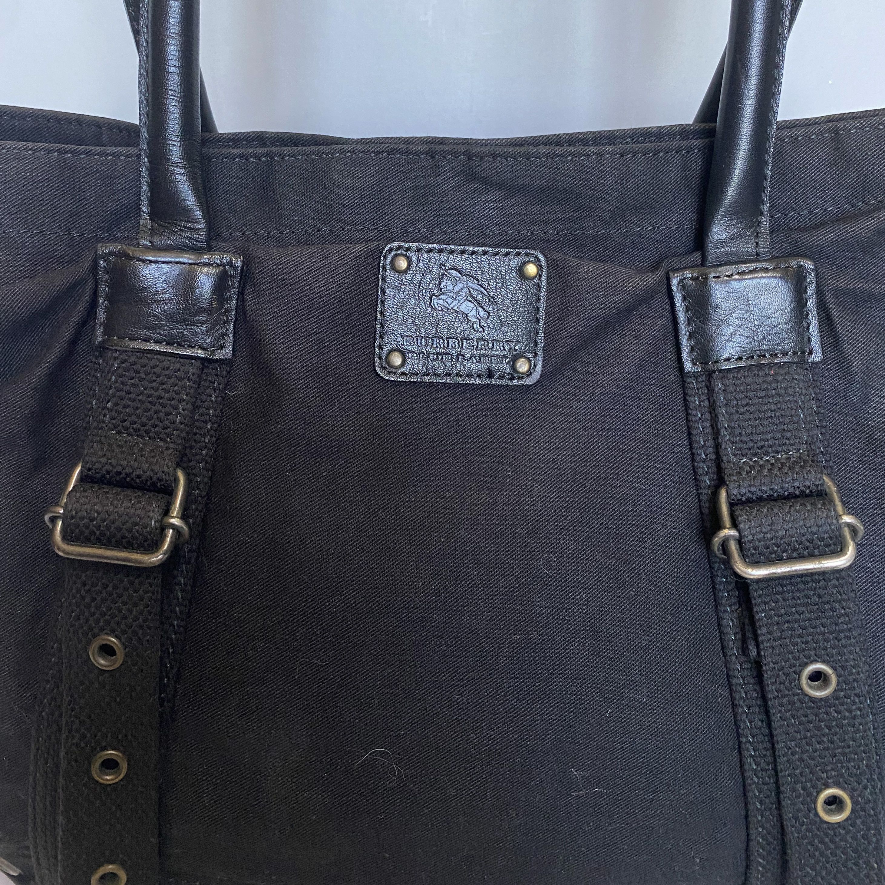 Burberry Blue Label Black Canvas Leather Tote Bag Size ONE SIZE - 9 Thumbnail